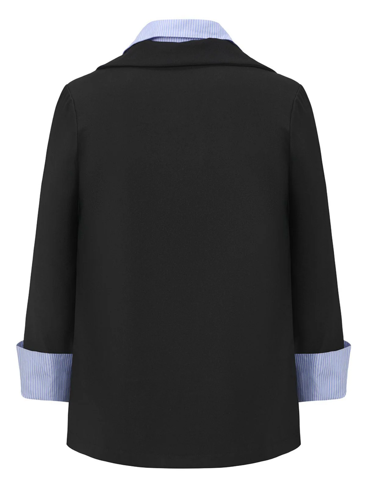 Black 1950s Striped Lapel Faux Two-Piece Blazer - Image 3