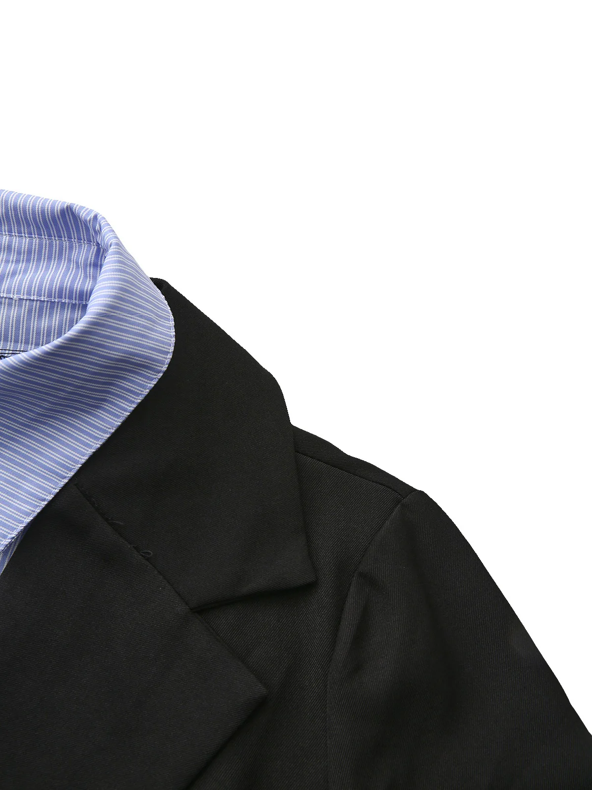 Black 1950s Striped Lapel Faux Two-Piece Blazer - Image 4