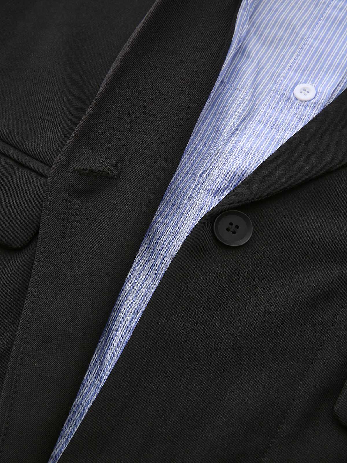 Black 1950s Striped Lapel Faux Two-Piece Blazer - Image 5