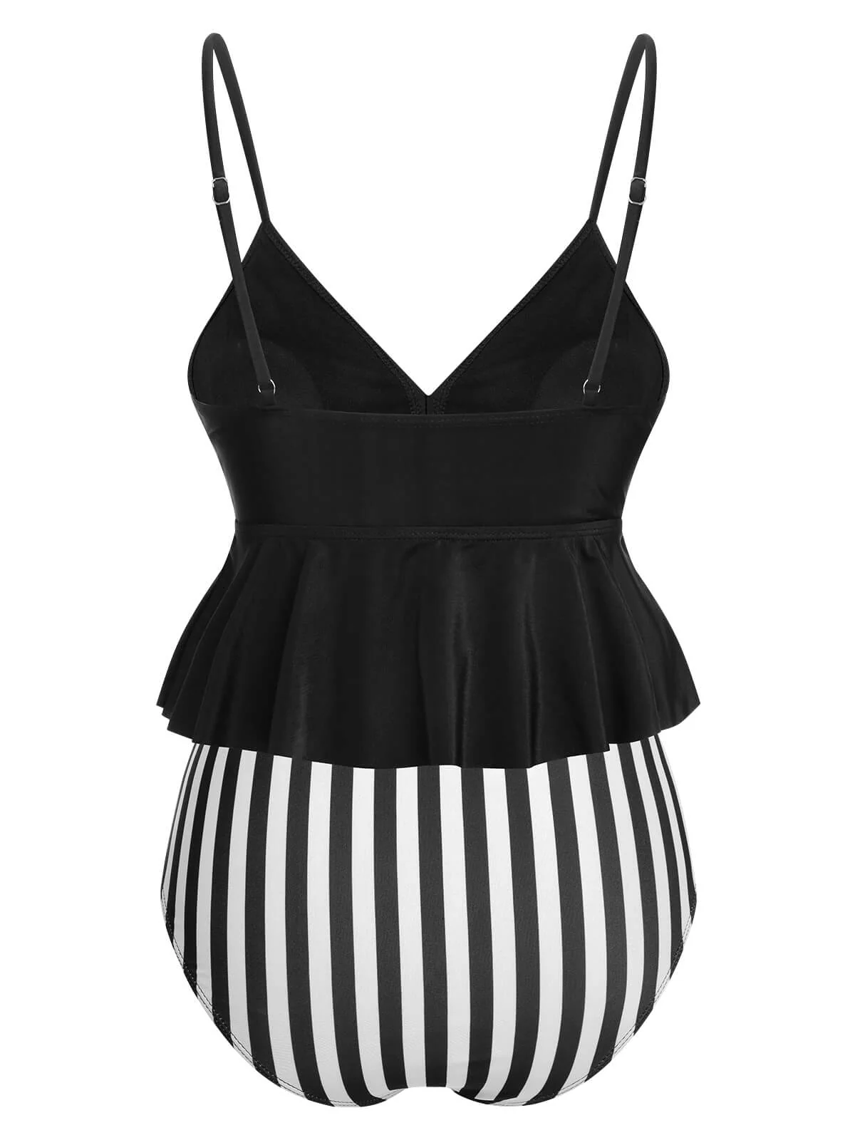 Black 1950s Striped Printed Separate Swimsuit - Image 4