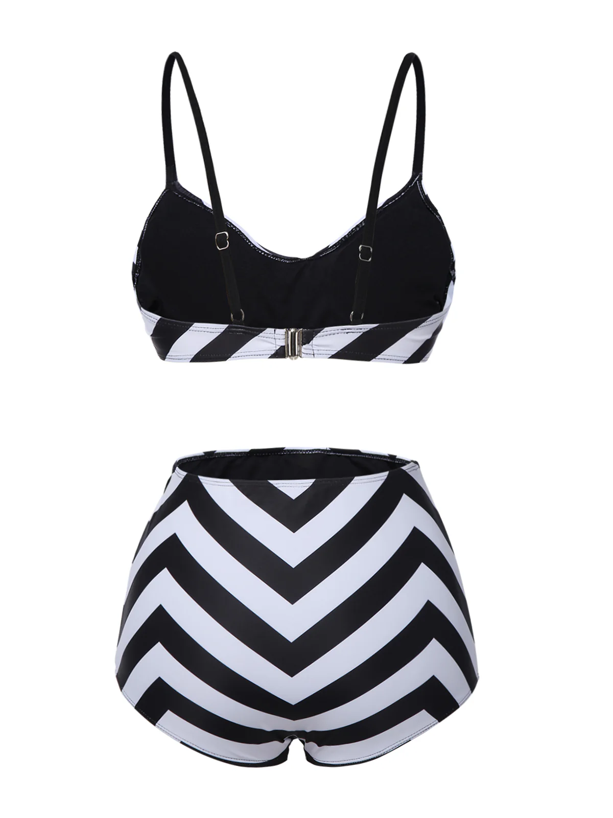 Black 1950s Striped Spaghetti Strap Swimsuit - Image 6