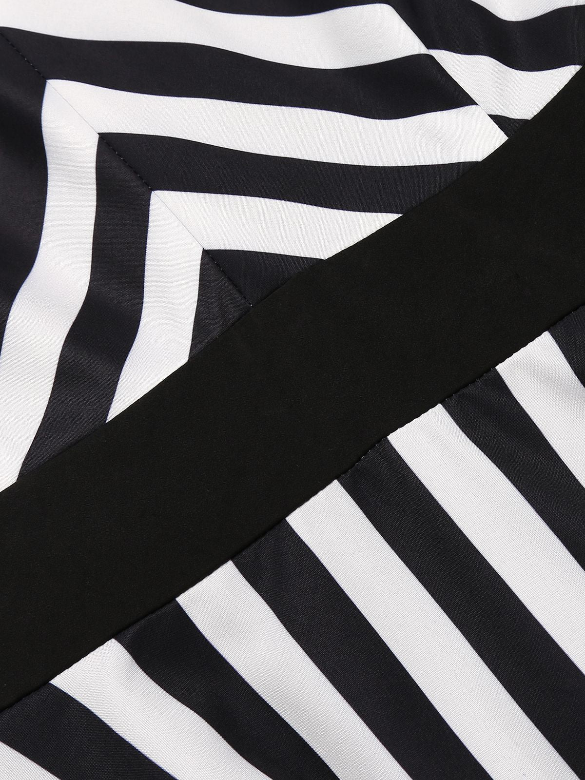 Black 1950s Stripes Lace Swing Dress - Image 6