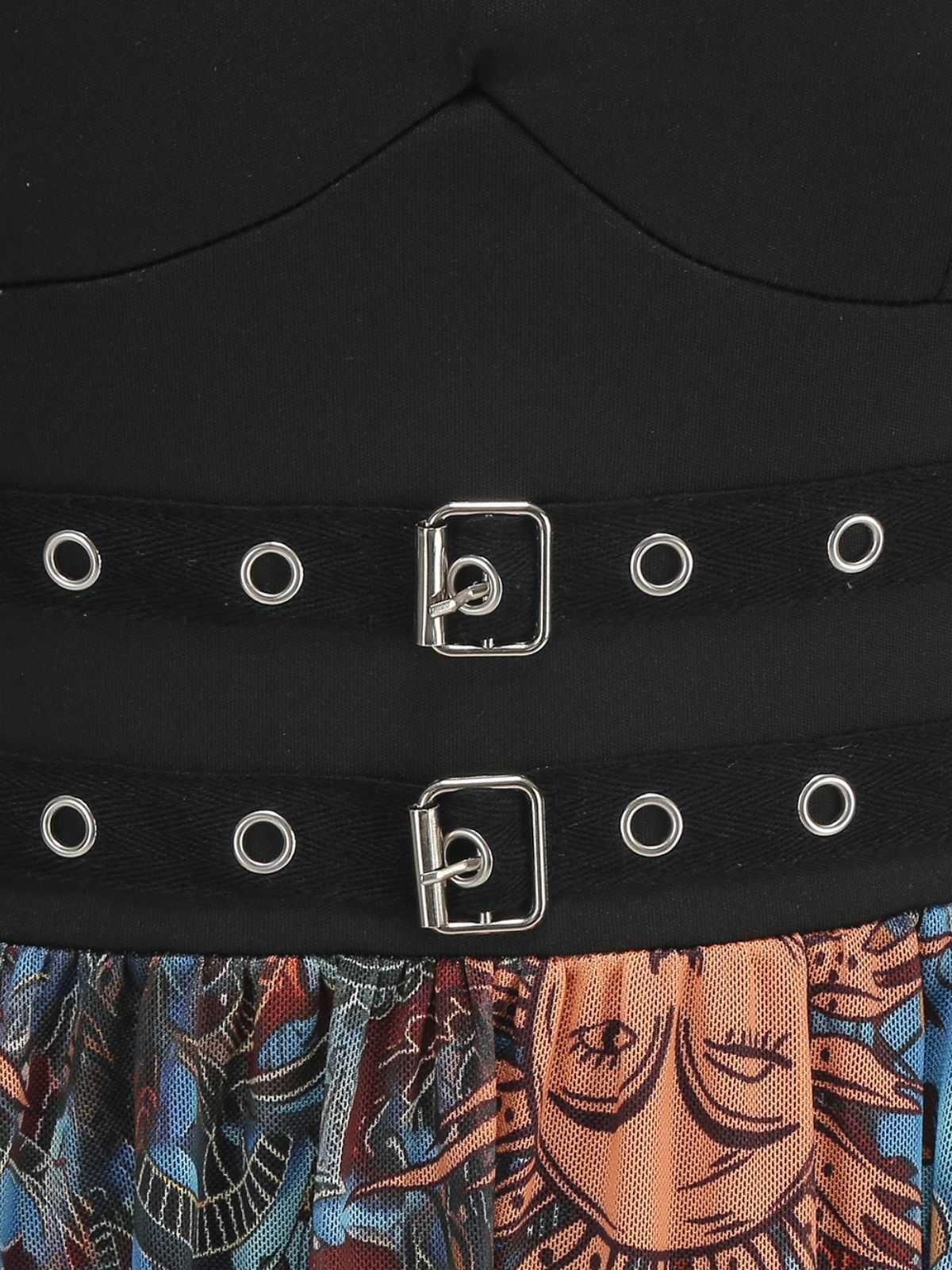 Black 1950s Sun Face Print Sleeveless A-line Dress - Image 3