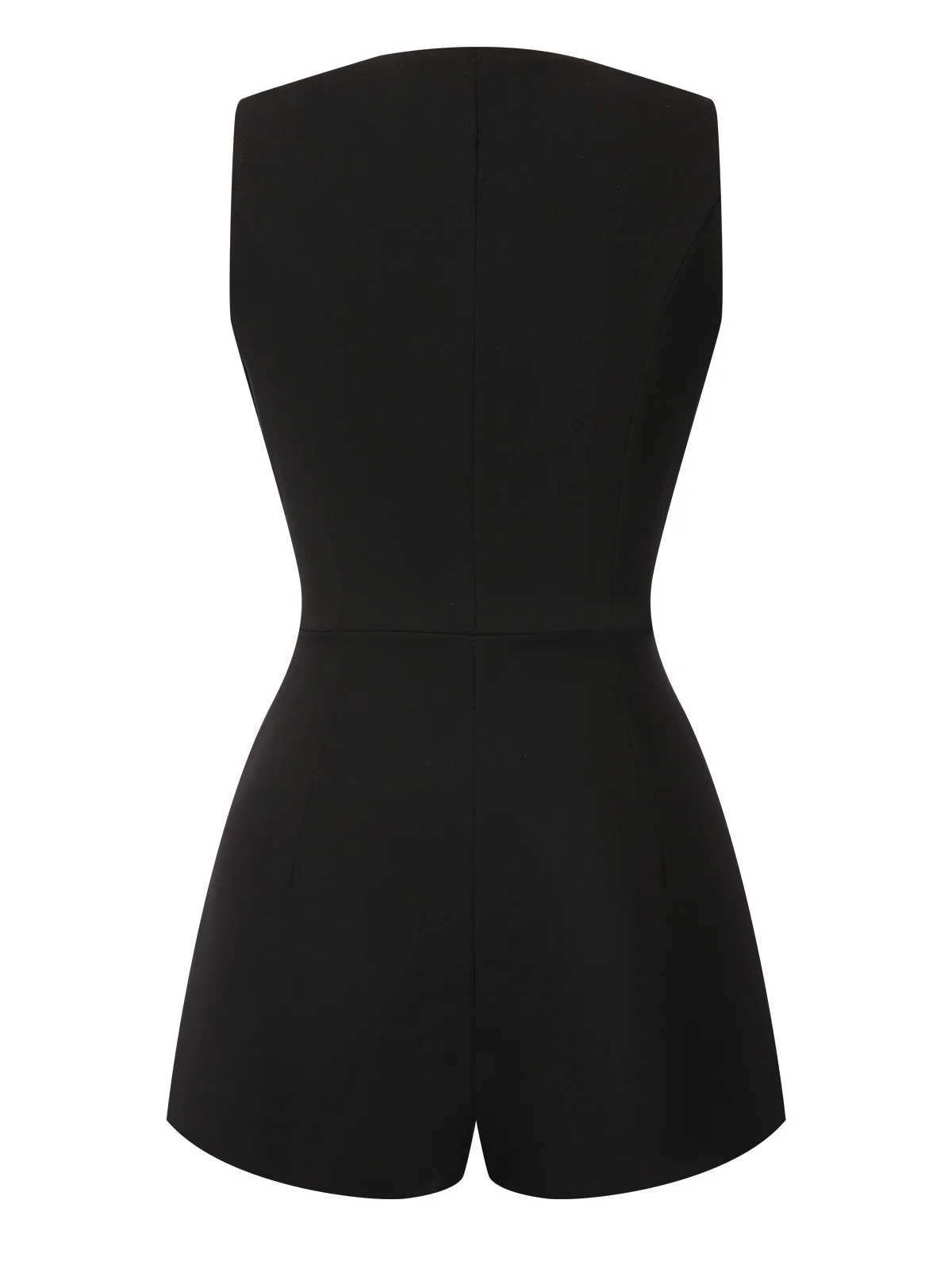 Black 1950s Surplice V-Neck Sleeveless Romper - Image 2