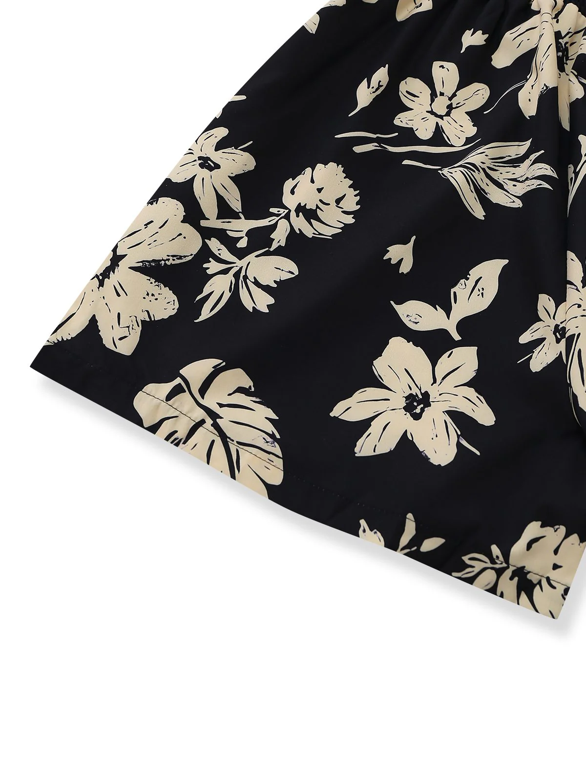 Black 1950s Tropical Botanical Print Square Neck Romper - Image 5