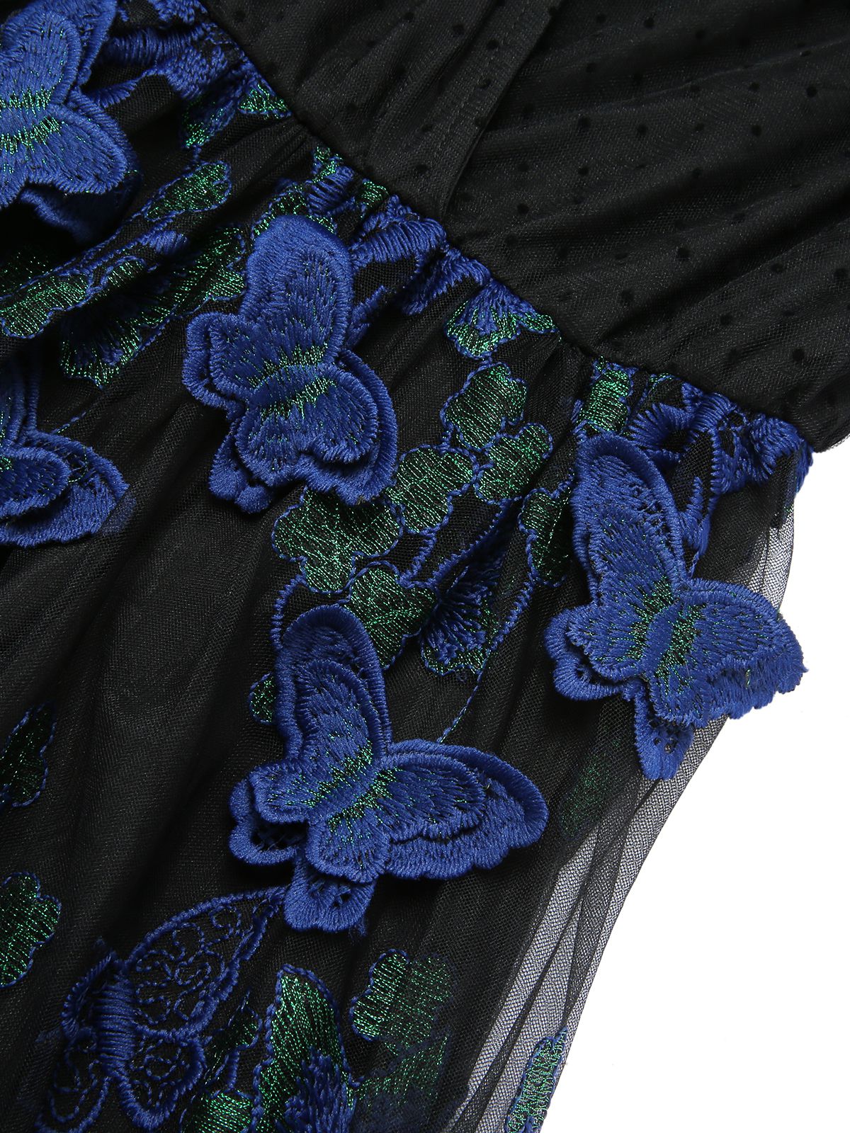Black 1950s V-Neck 3D Butterfly Mesh Dress - Image 6