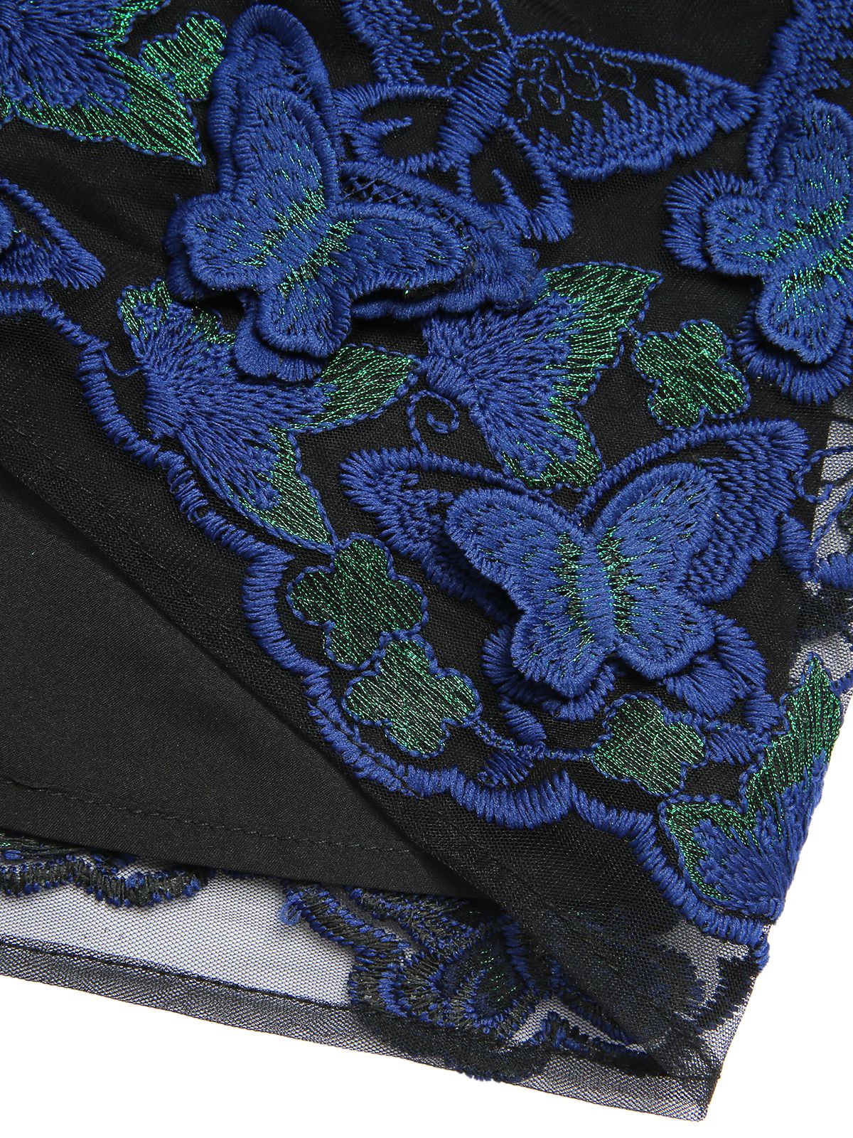 Black 1950s V-Neck 3D Butterfly Mesh Dress - Image 7