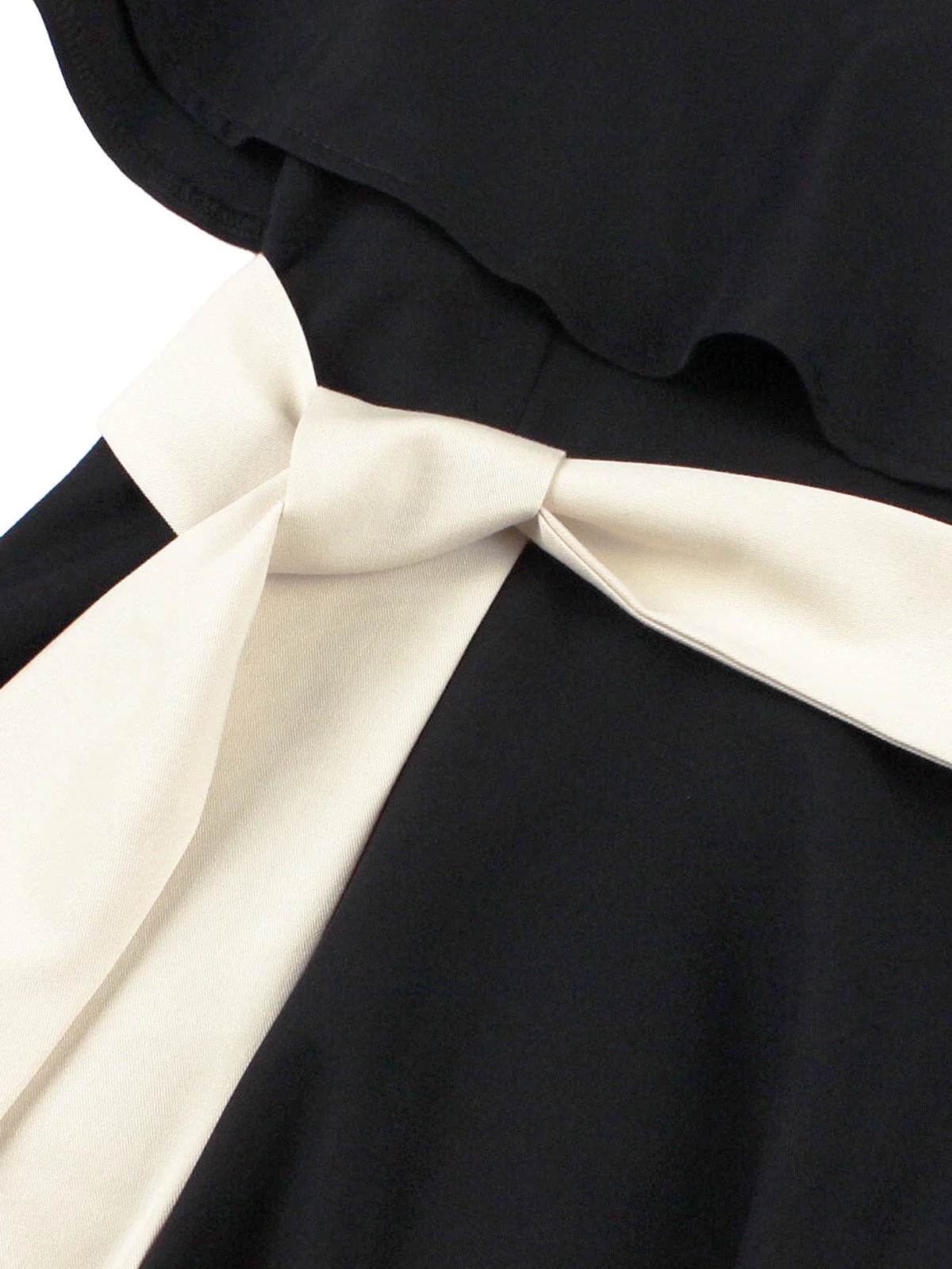Black 1950s V-Neck Cloak Belted Dress - Image 3