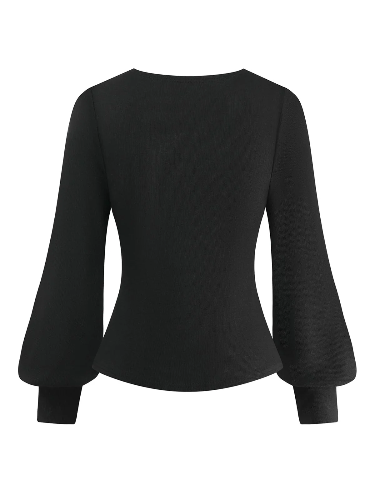 Black 1950S V-Neck Lantern Sleeve Knitted Top - Image 4