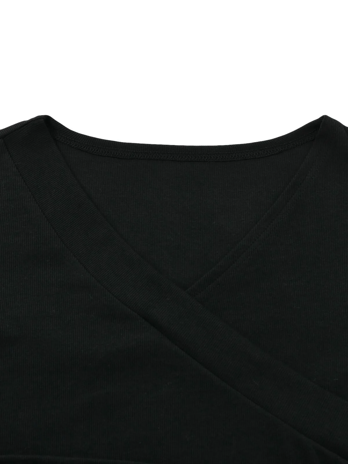 Black 1950S V-Neck Lantern Sleeve Knitted Top - Image 5