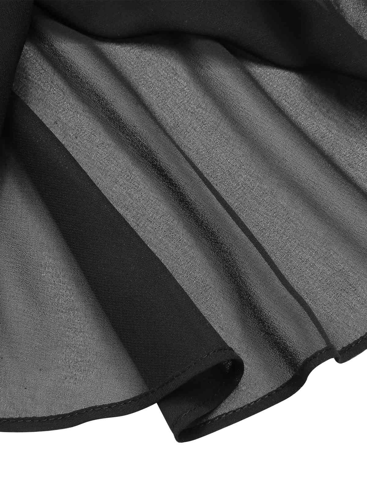 Black 1950s V-Neck Pearl Buttons Dress - Image 6