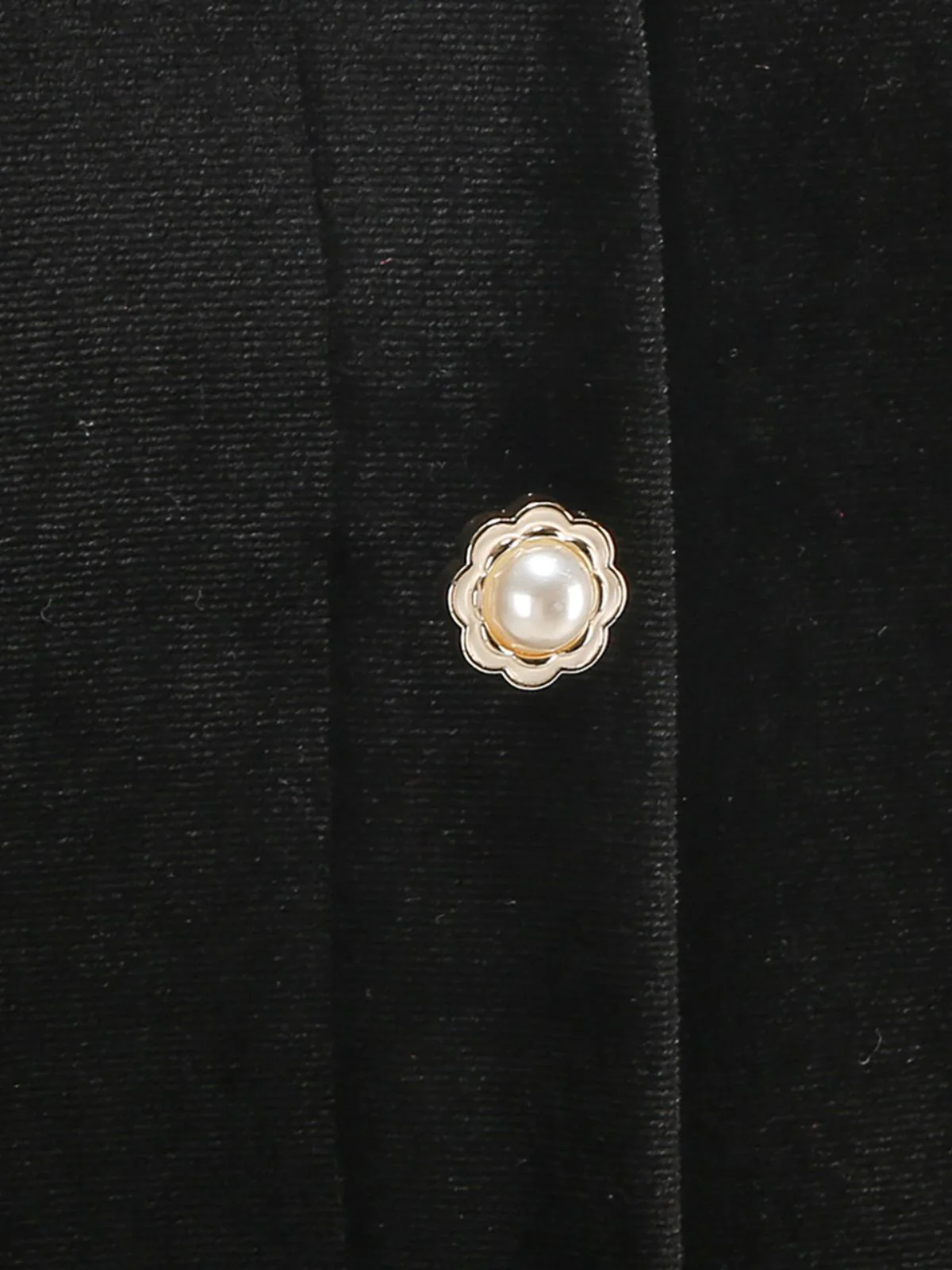 Black 1950s Velvet  Knitted Collar Pearl Button Dress - Image 8