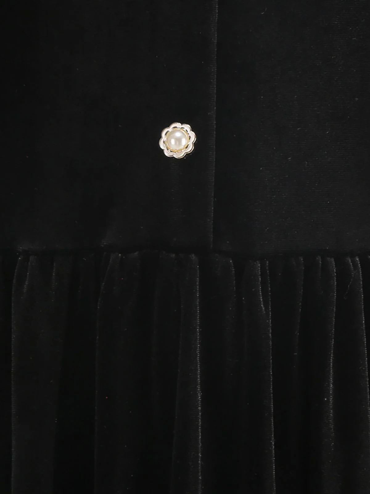 Black 1950s Velvet  Knitted Collar Pearl Button Dress - Image 9