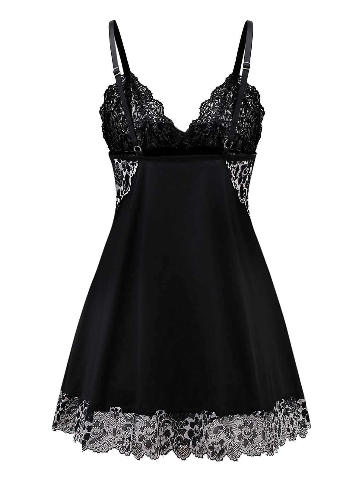 Black 1950s Velvet Lace Slip Nightgown - Image 2