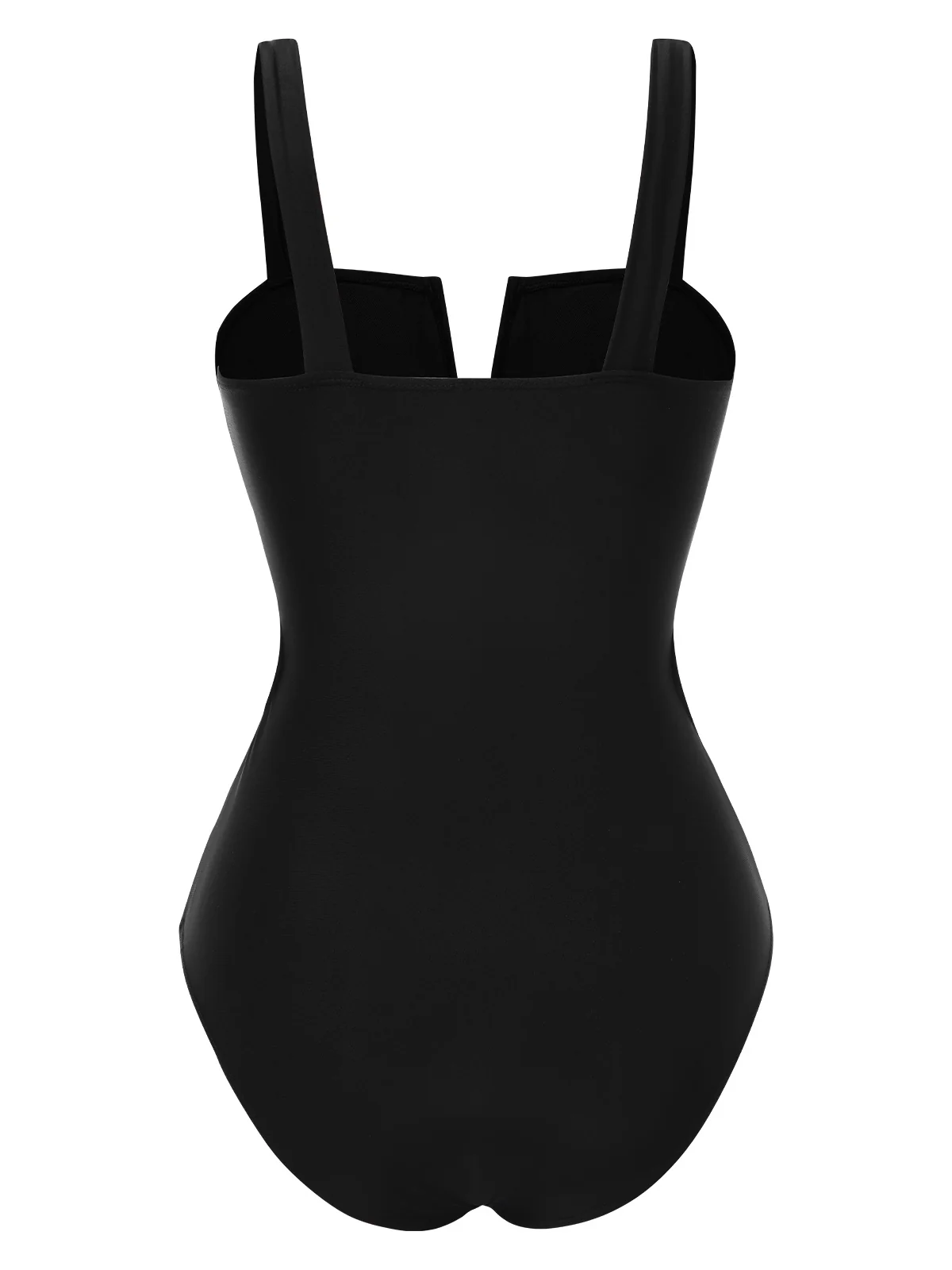 Black 1950s White Flower Hollow One-Piece Swimsuit - Image 3