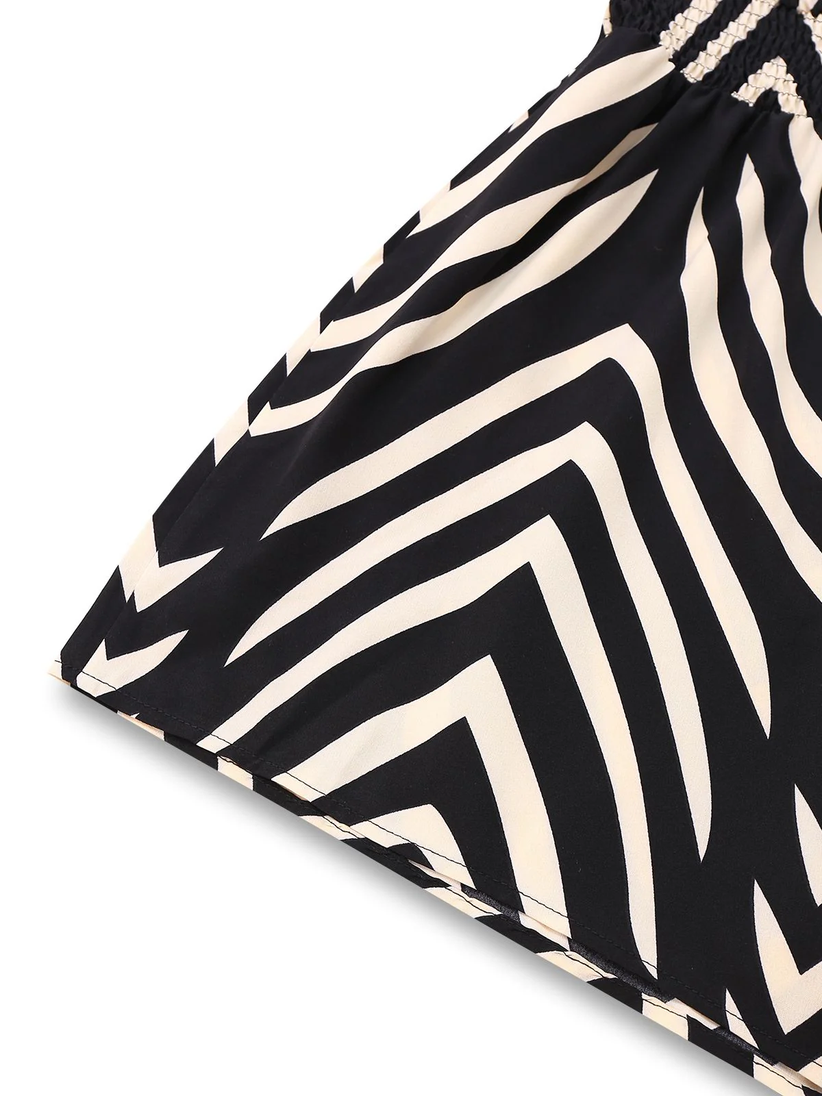 Black 1950s Zebra Striped Ruffled Waist Romper - Image 5