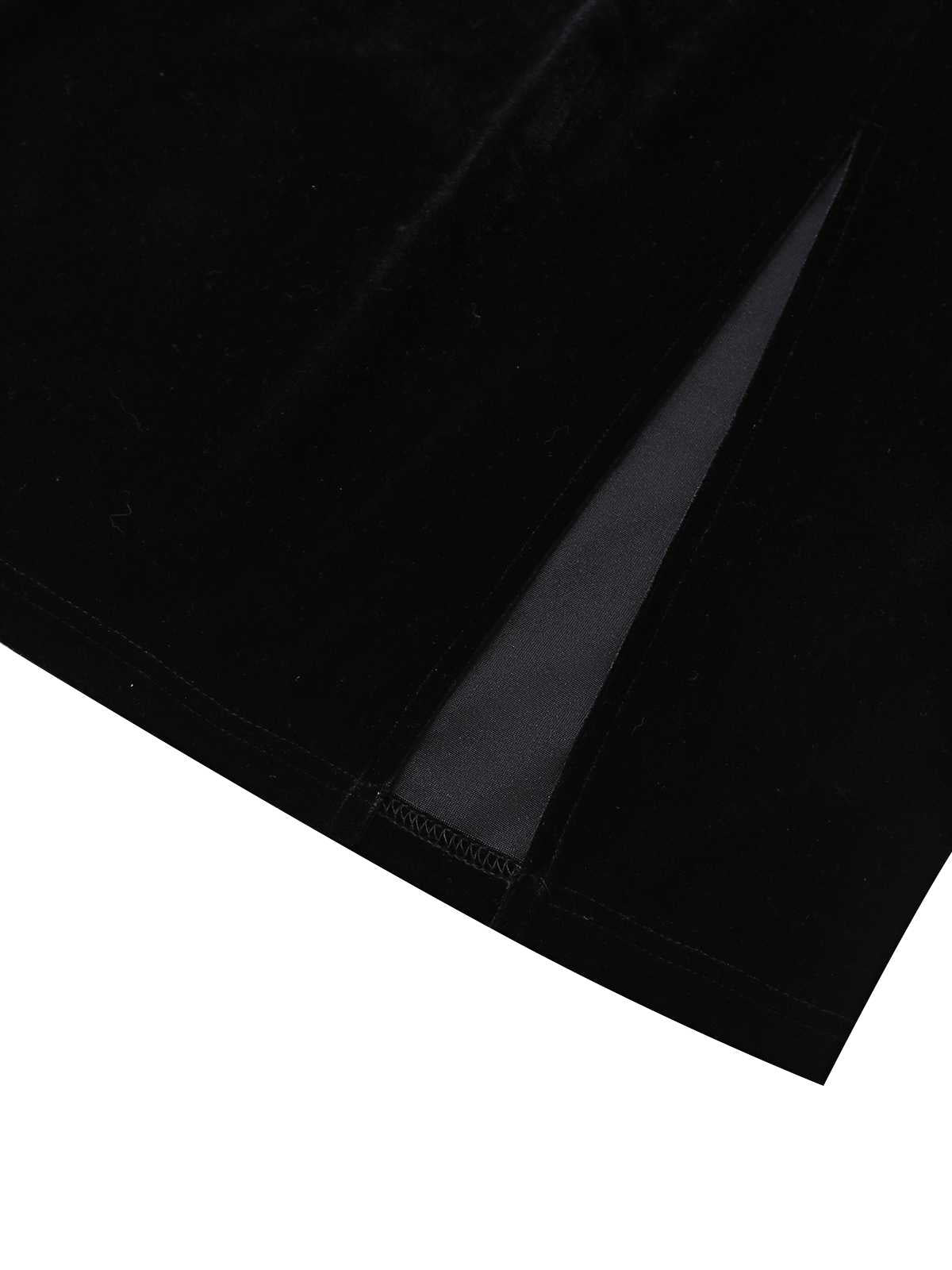 Black 1960s Bat Neckline Velvet Slit Dress - Image 10