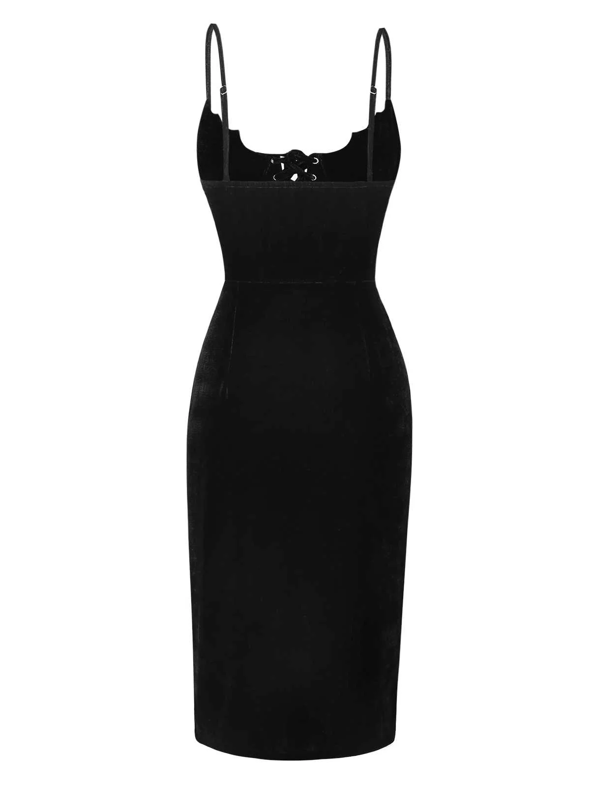 Black 1960s Bat Neckline Velvet Slit Dress - Image 7