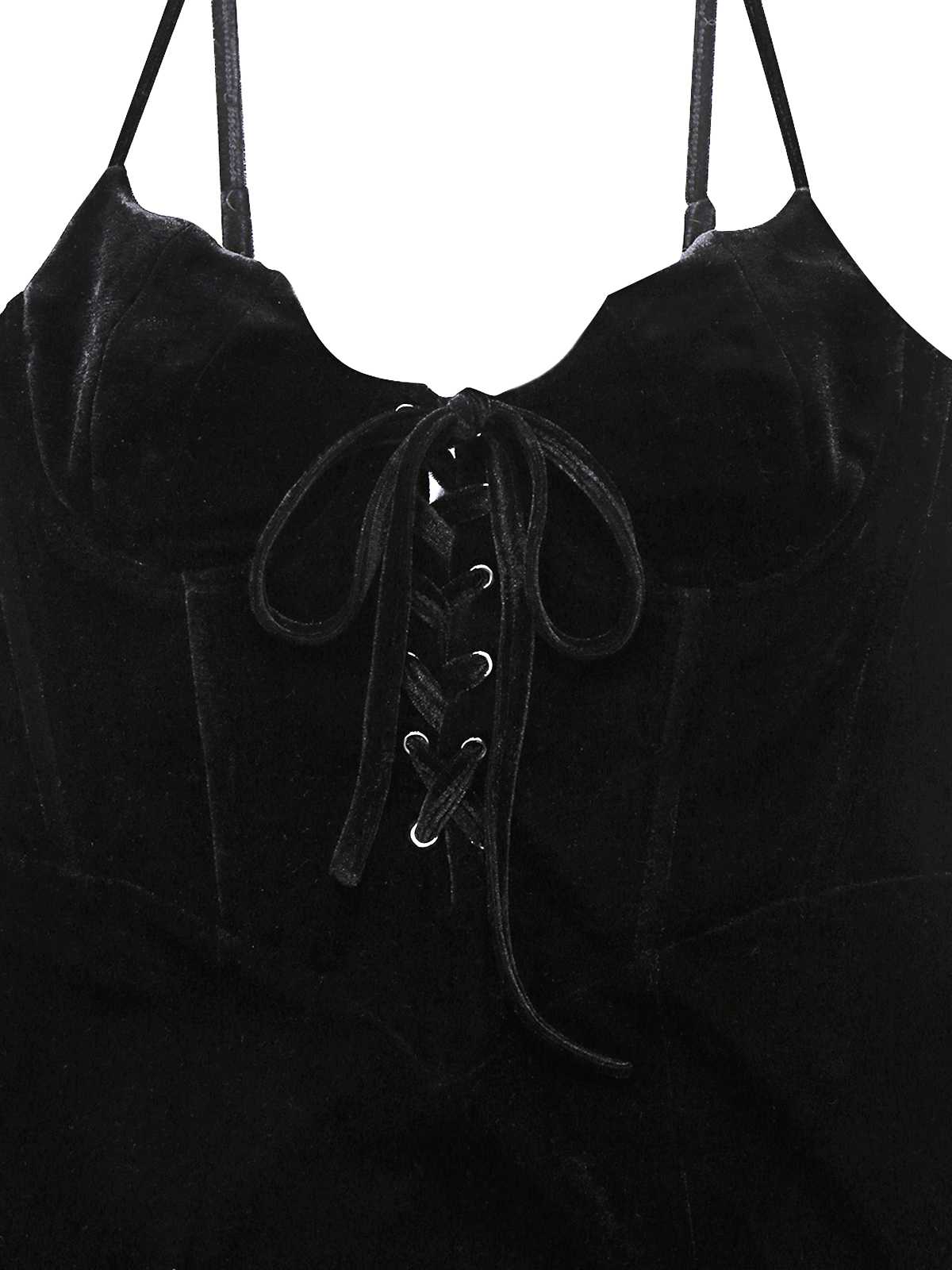 Black 1960s Bat Neckline Velvet Slit Dress - Image 8