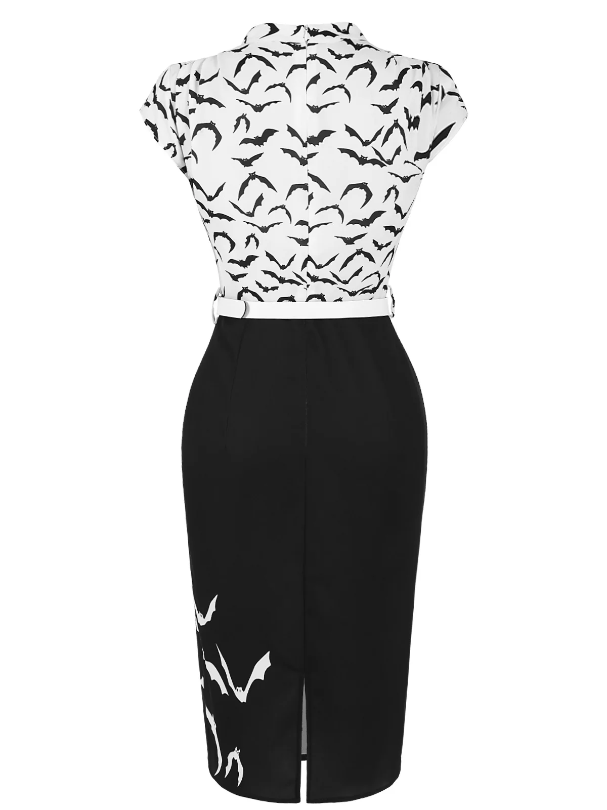 Black 1960s Bats Bow Lapel Pencil Dress - Image 5