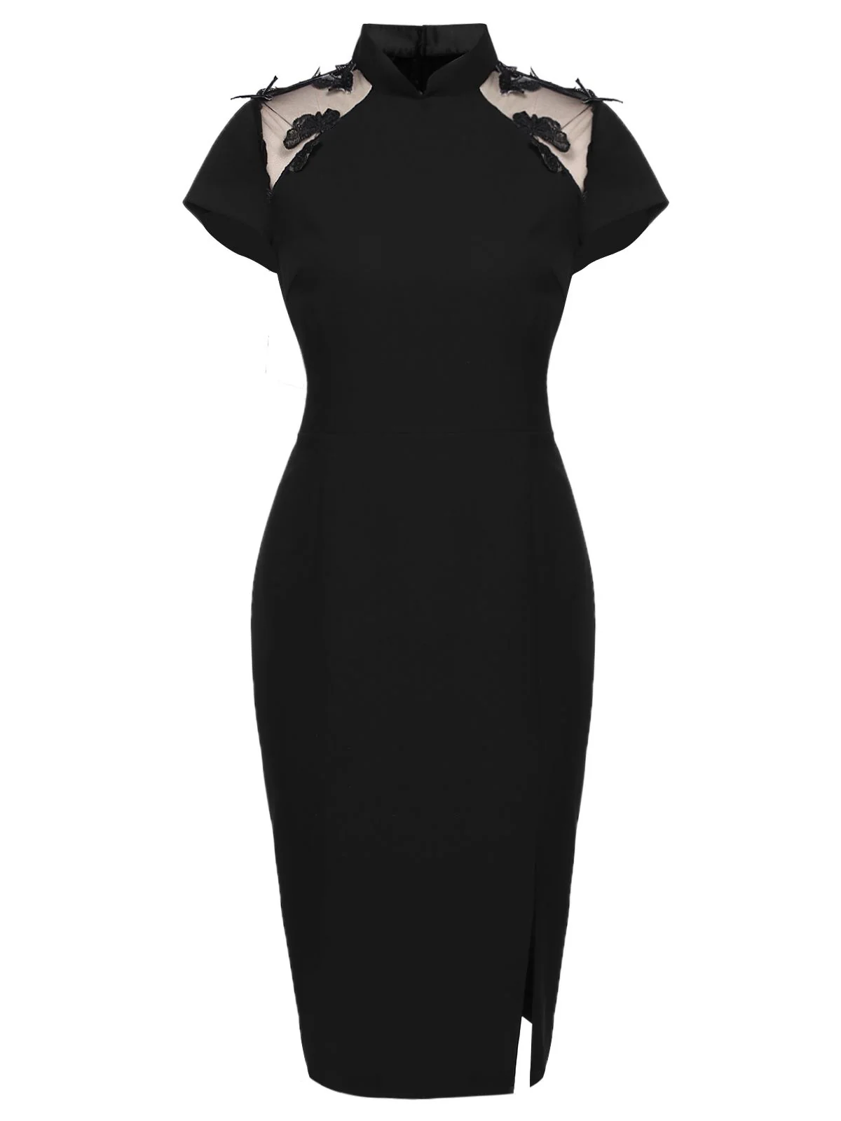 [Pre-Sale] Black 1960s Butterfly Backless Pencil Dress - Image 4