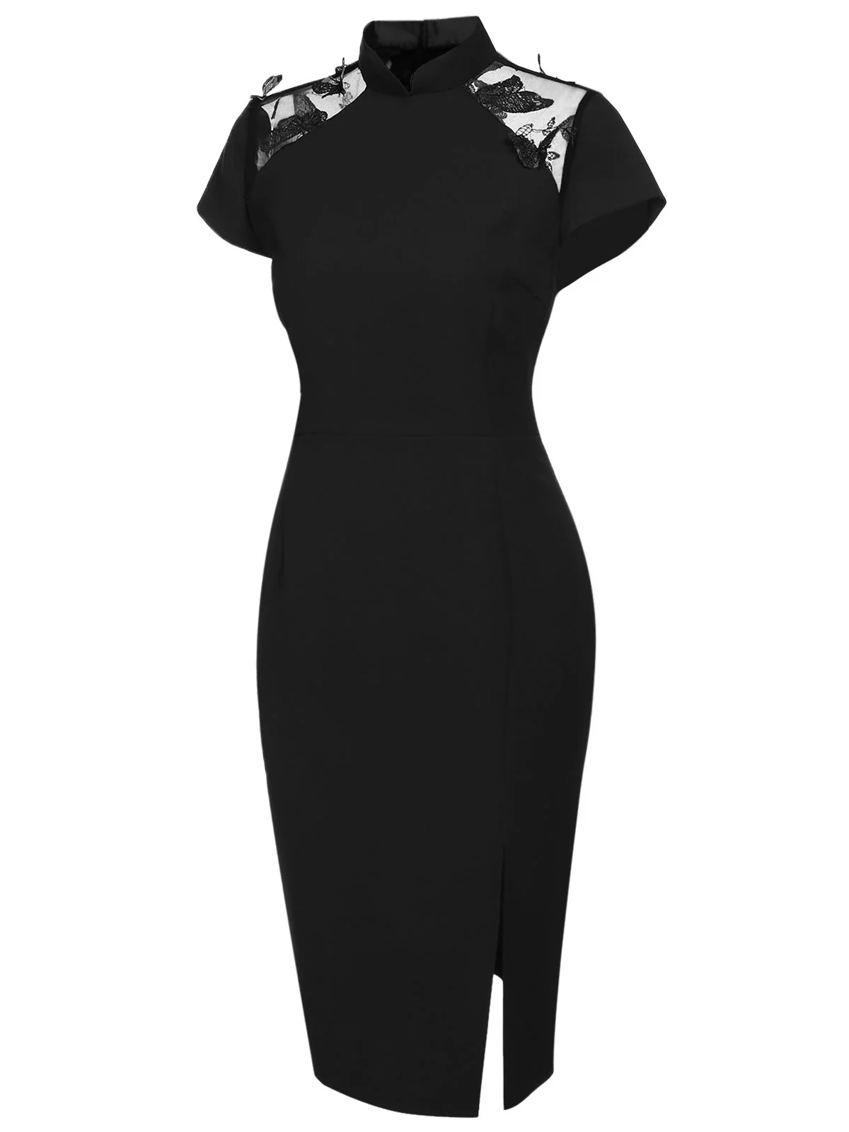 [Pre-Sale] Black 1960s Butterfly Backless Pencil Dress - Image 5