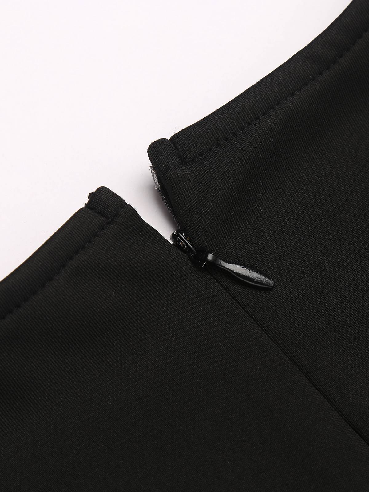 Black 1960s Button Slit Bodycon Dress - Image 3