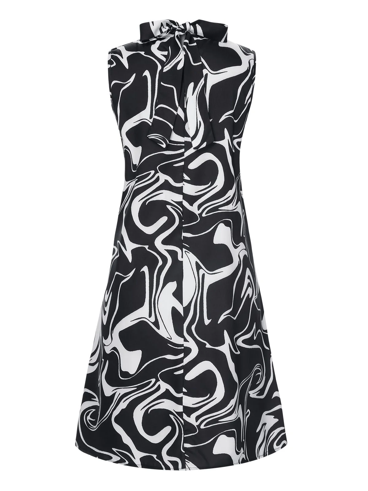 Black 1960s Colorblock Stand Collar Dress - Image 2