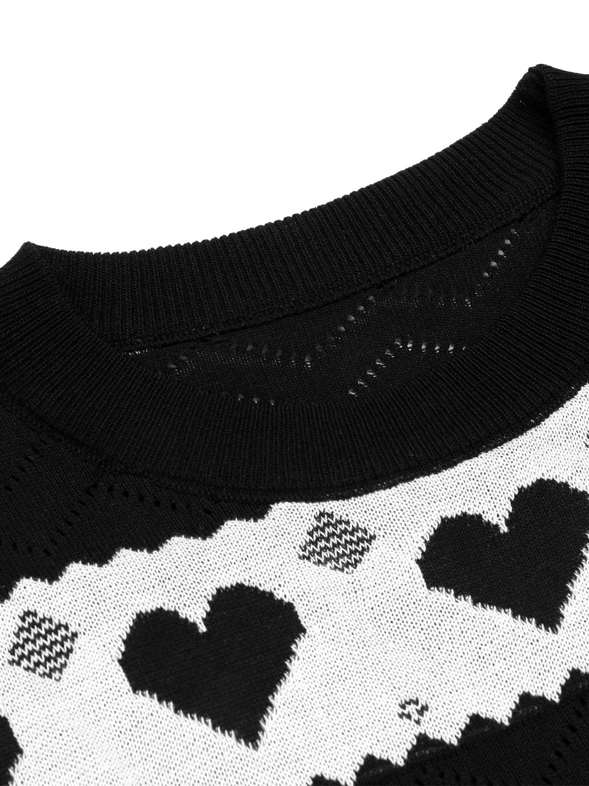 Black 1960s Contrasting Heart Knitting Dress - Image 6