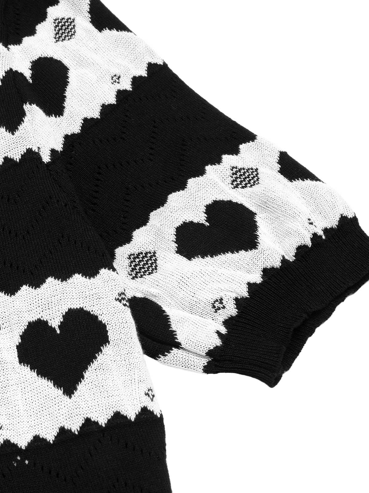 Black 1960s Contrasting Heart Knitting Dress - Image 7
