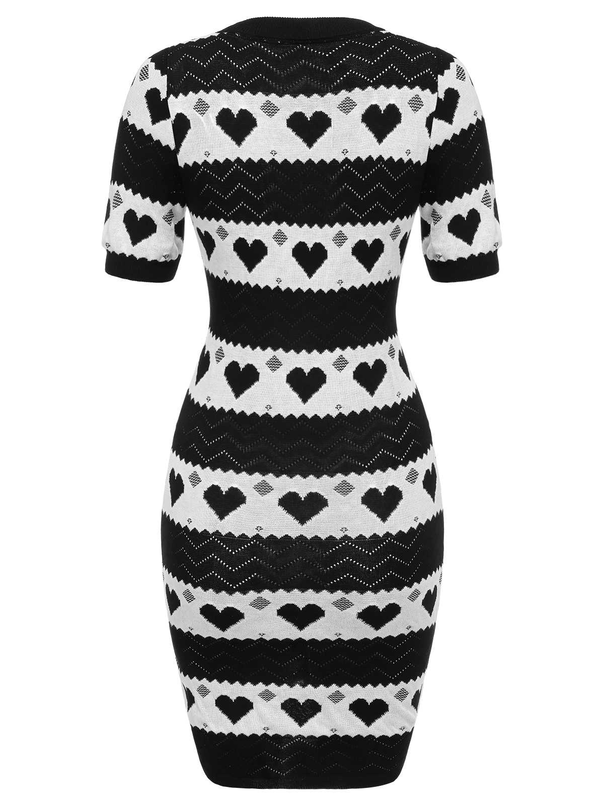 Pink 1960s Contrasting Heart Knitting Dress - Image 6