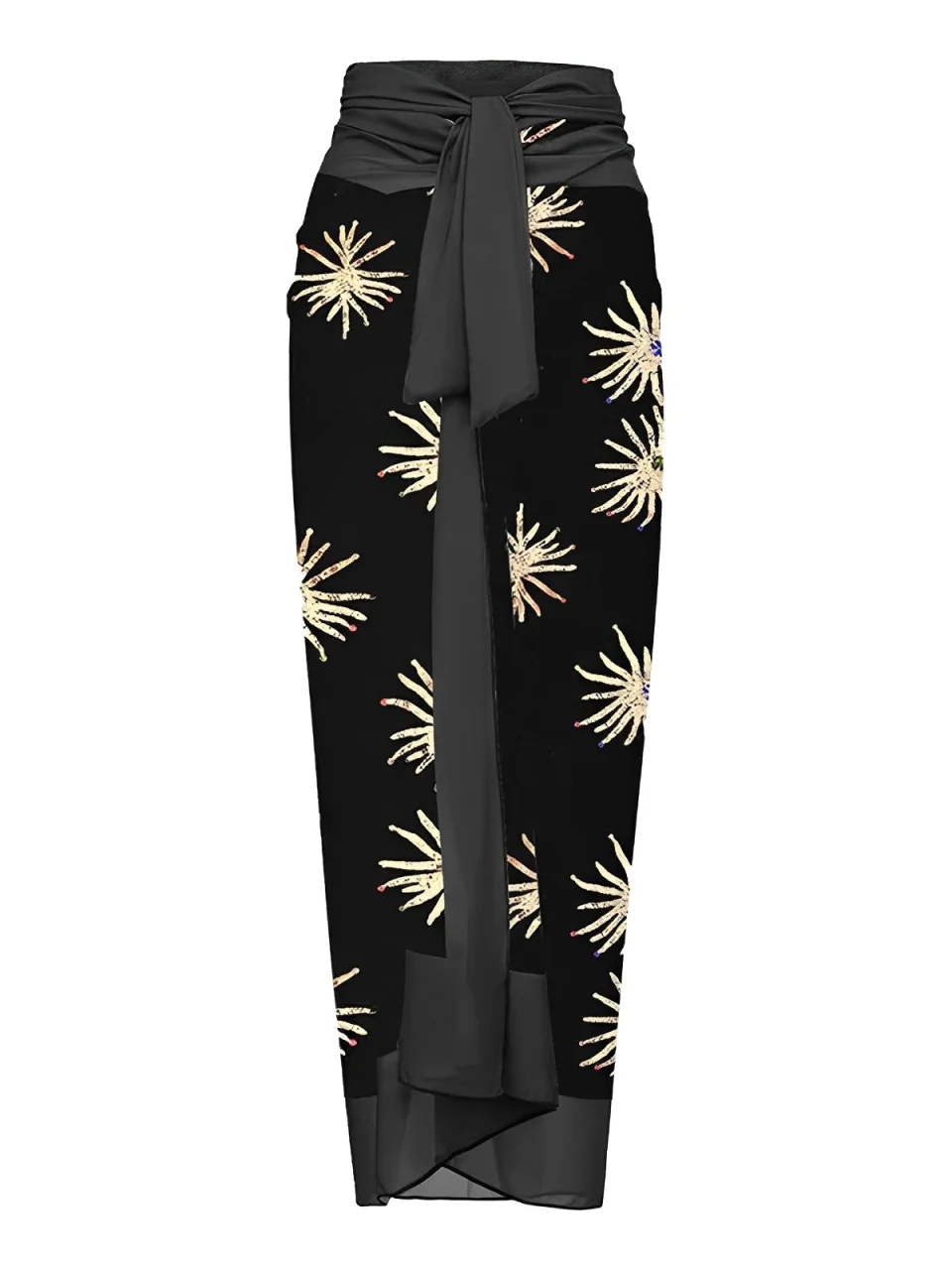 Black 1960s Firework Gilded One-Piece Swimsuit & Cover-Up - Image 4