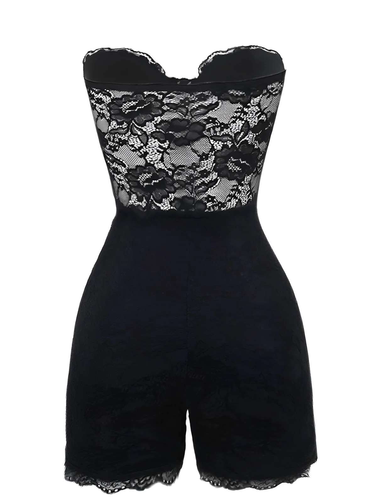 Black 1960s Floral Lace Bandeau Romper - Image 2