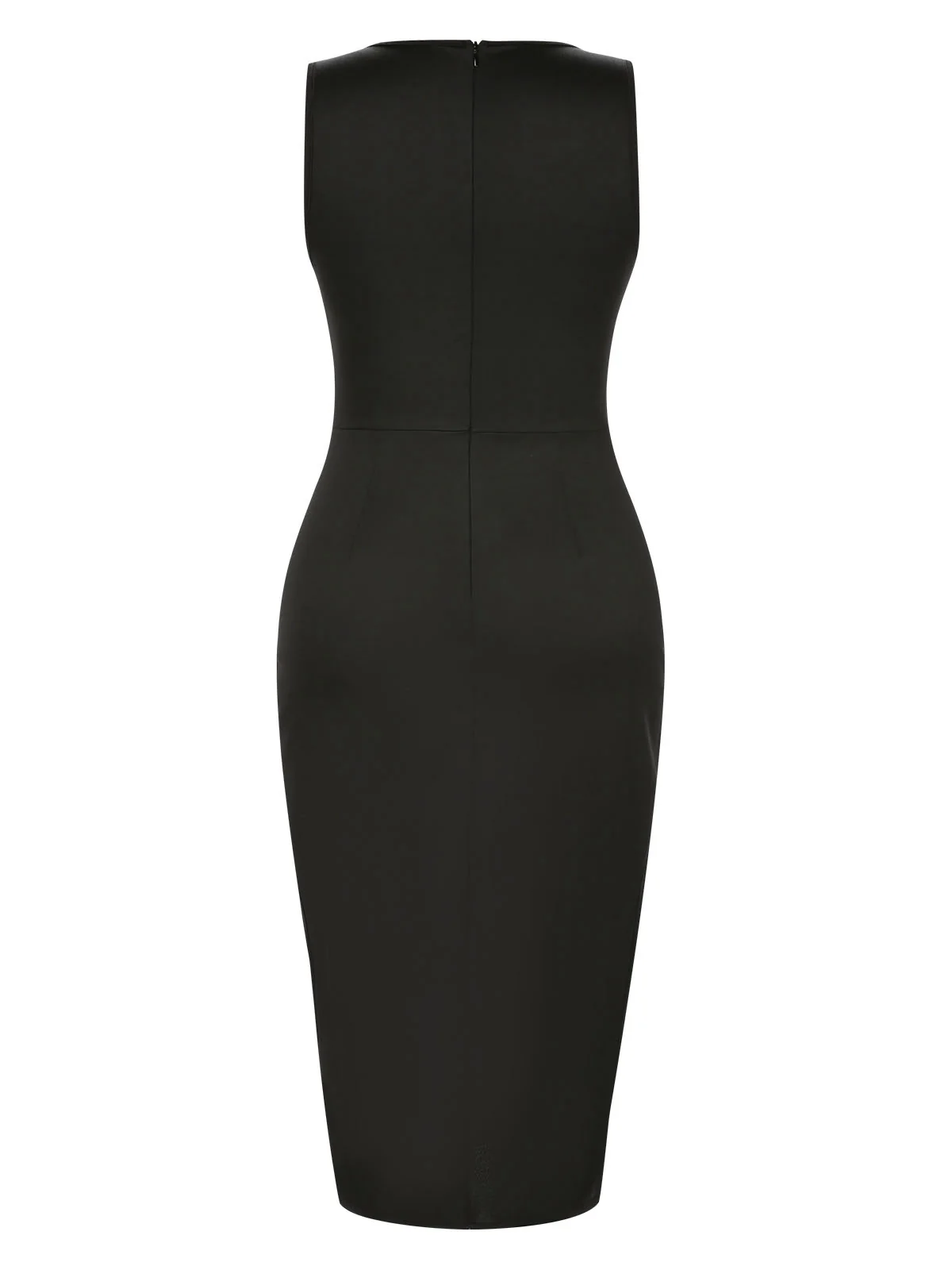 Black 1960s Floral Lace Slit Sleeveless Dress - Image 3
