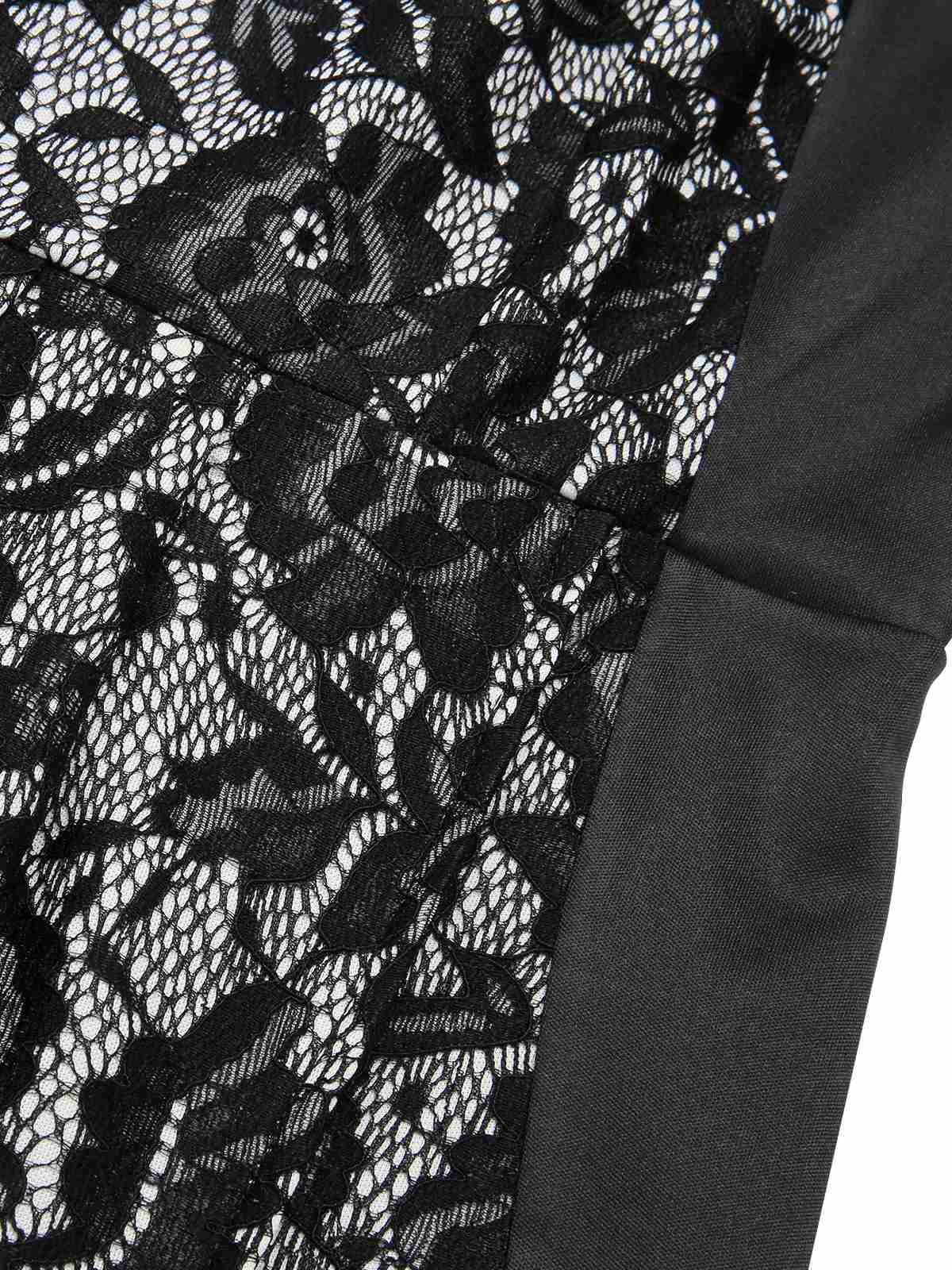 Black 1960s Floral Lace Slit Sleeveless Dress - Image 5