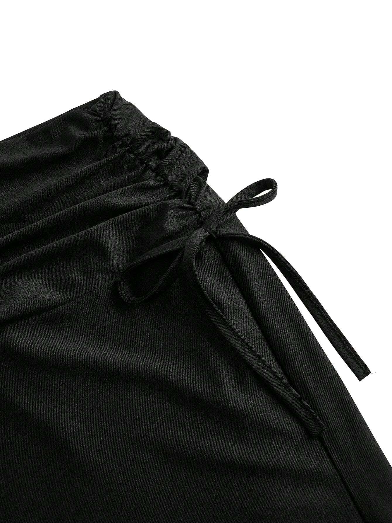 Black 1960s Gothic Ruched Mermaid Maxi Skirt - Image 3
