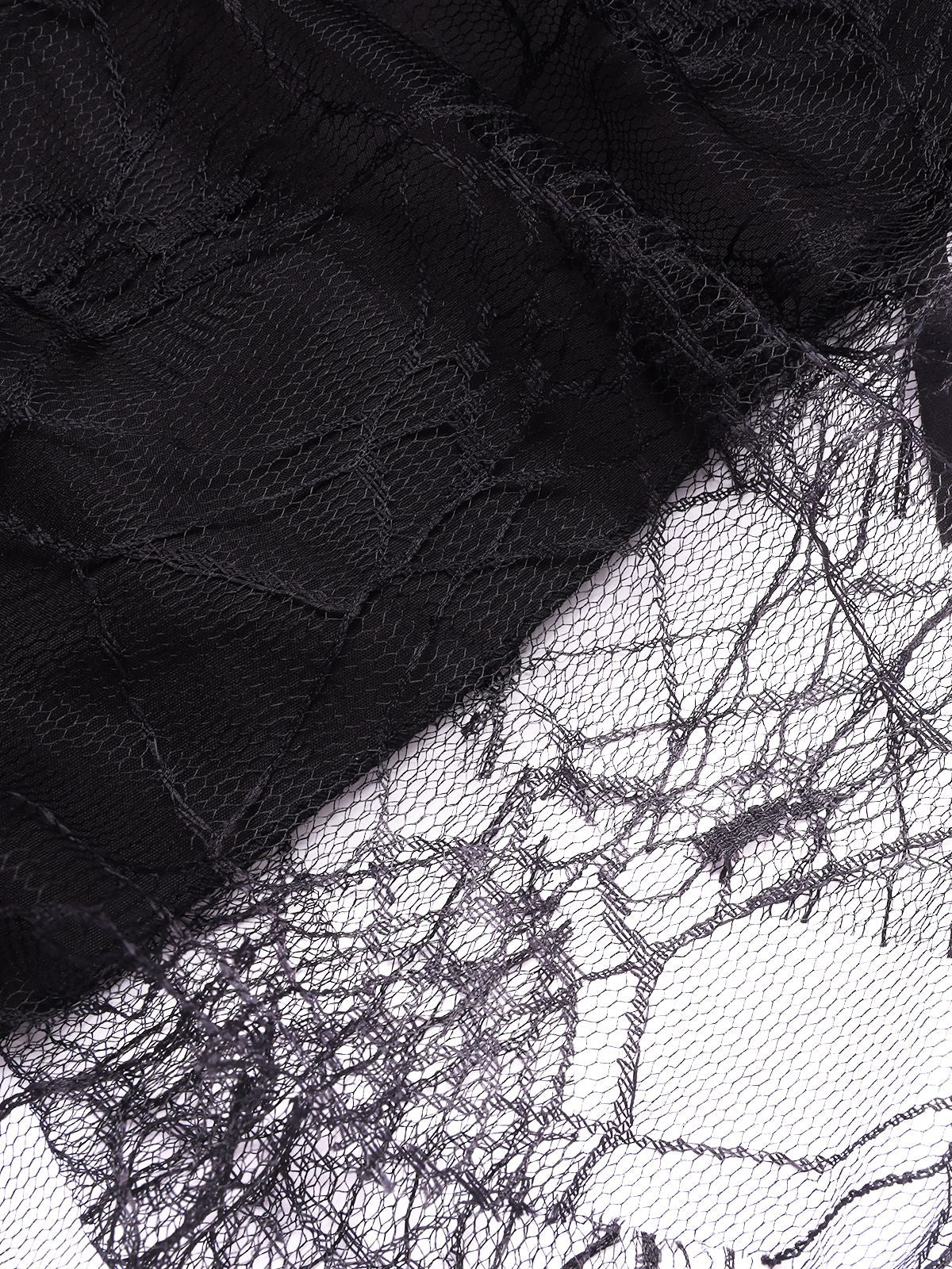 Black 1960s Grommet Halloween Spider Web Lace Skirt - Image 5