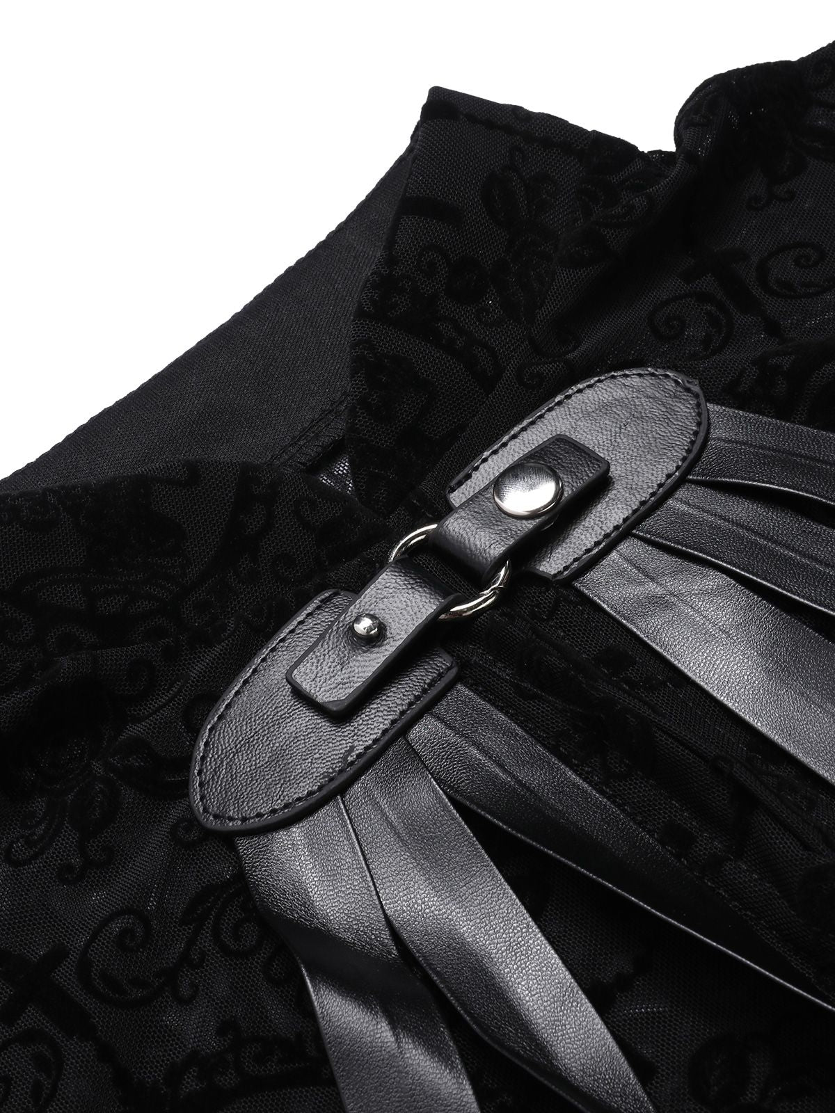Black 1960s Halloween Lace Gothic Buckle Top - Image 5