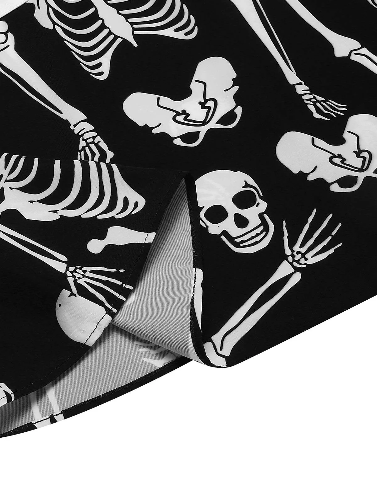 Black 1960s Halloween Skeleton Lapel Mod Dress - Image 7