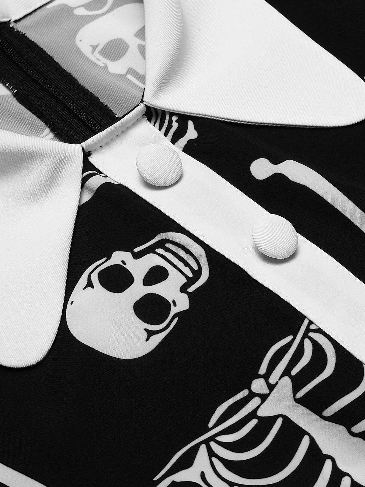 Black 1960s Halloween Skeleton Lapel Mod Dress - Image 5