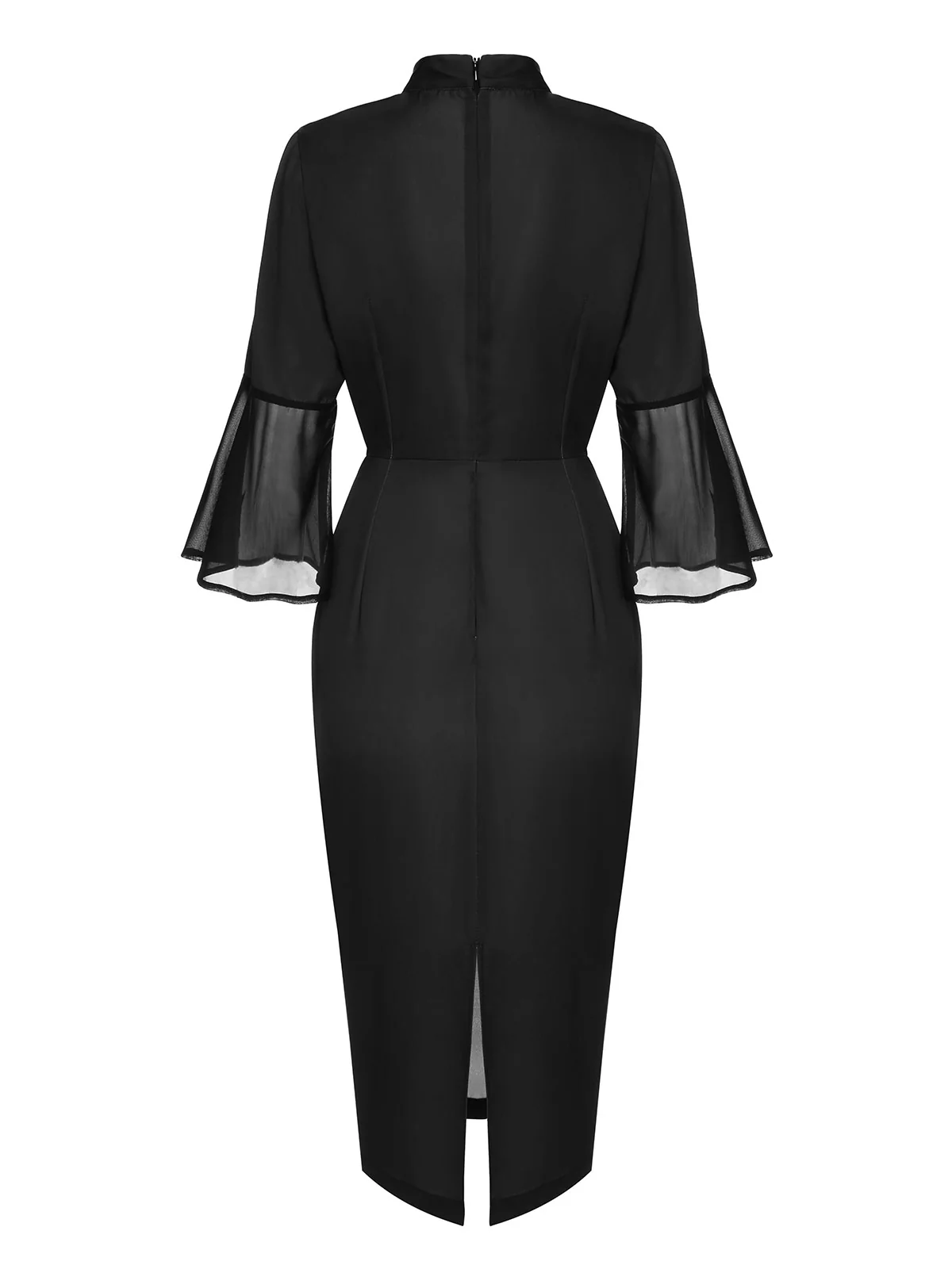 Black 1960s Halloween Spider Net Bell Pencil Dress - Image 5