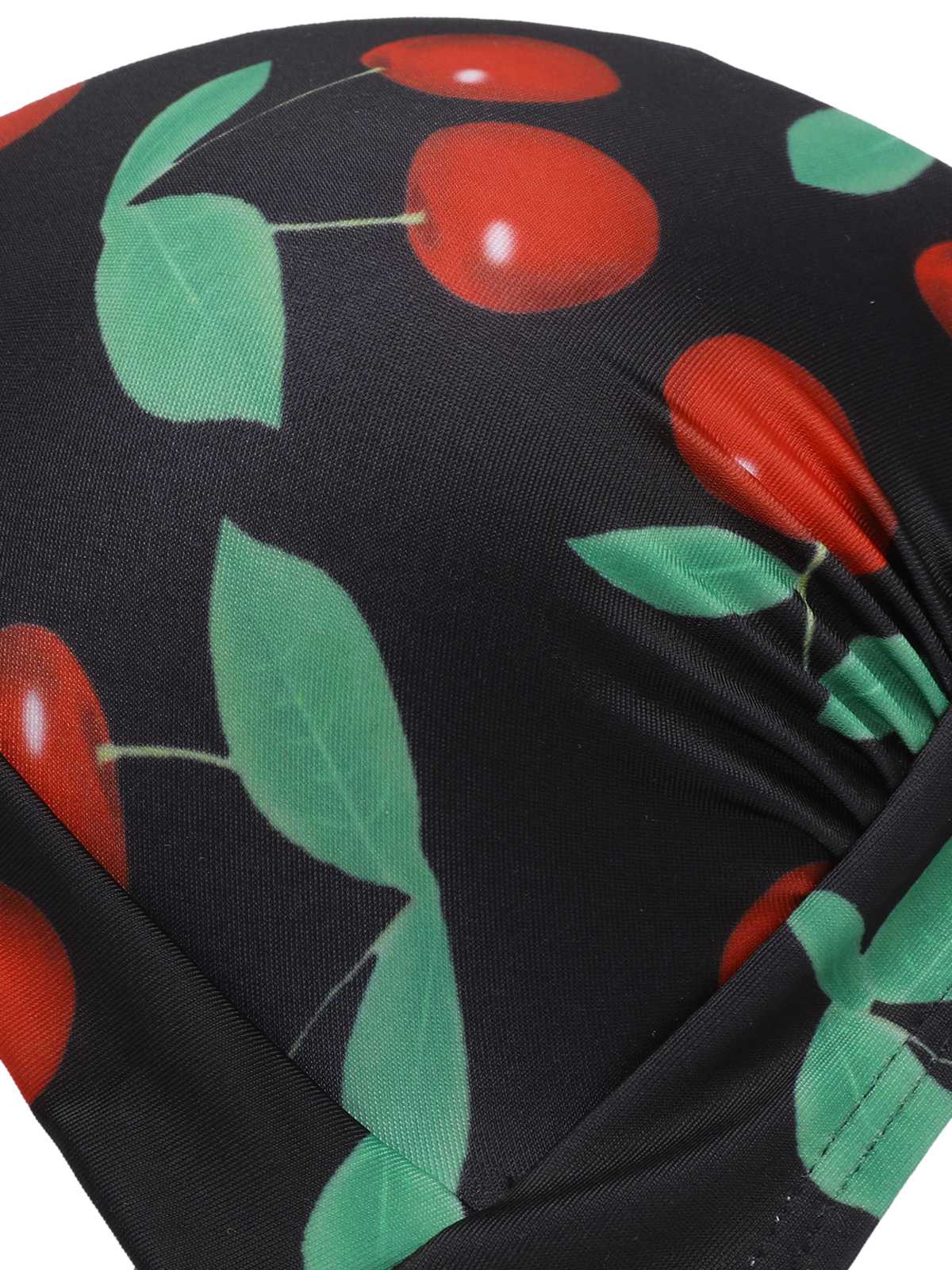 Black 1960s Halter Cherry Swimsuit - Image 4
