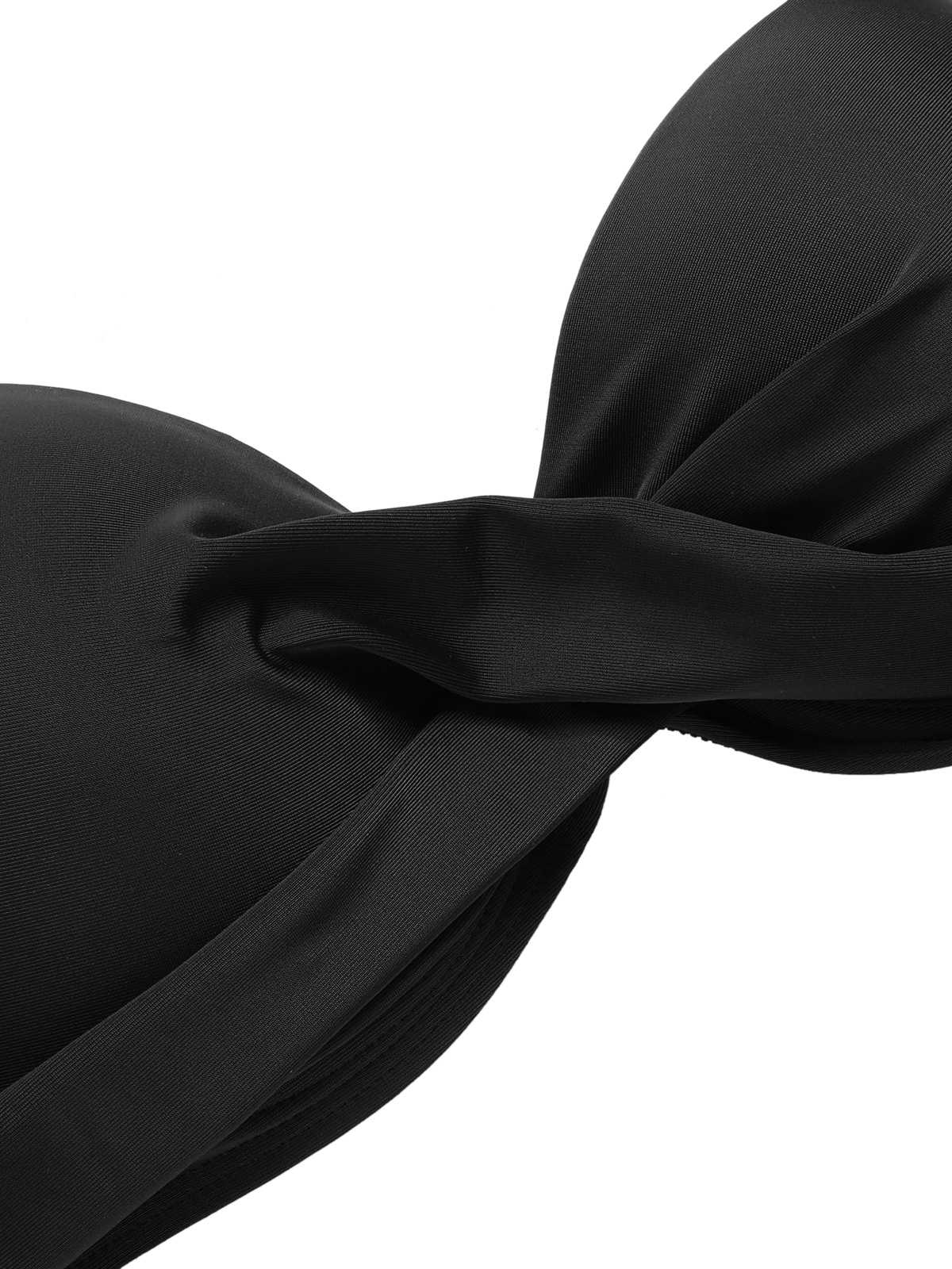 Black 1960s Halter Solid Swimsuit - Image 4