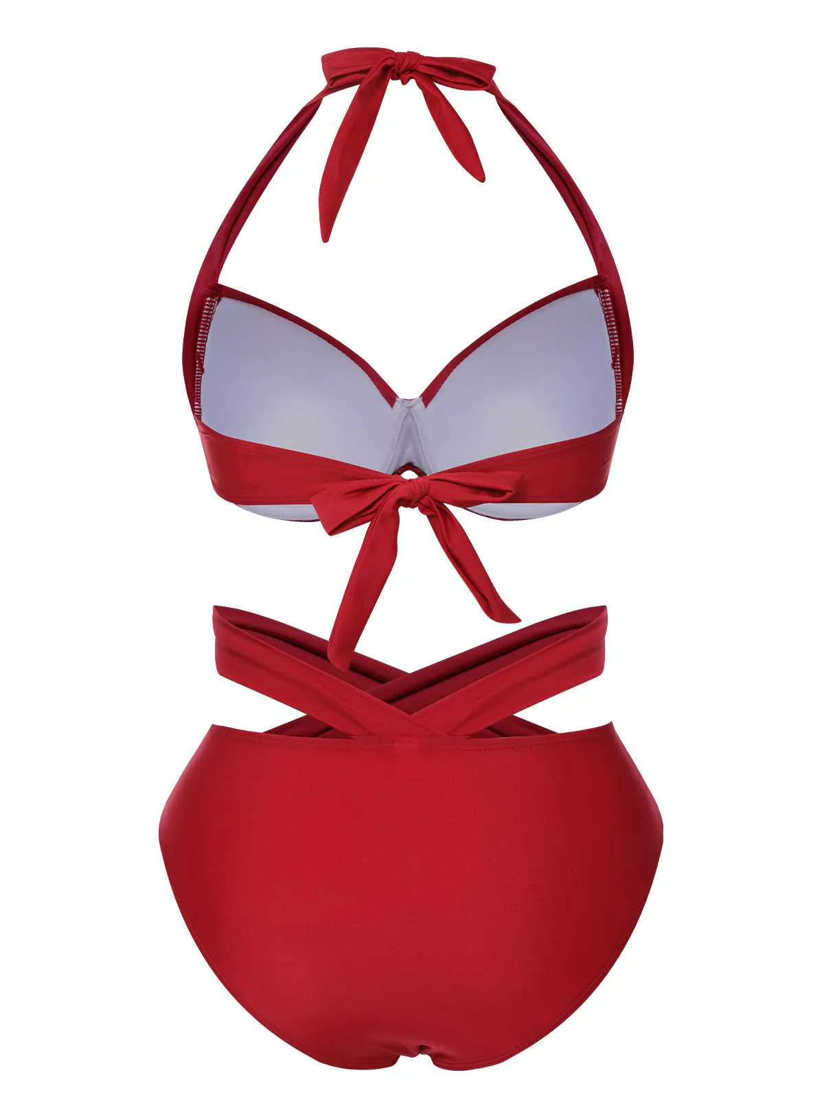 Black 1960s Halter Solid Swimsuit - Image 7