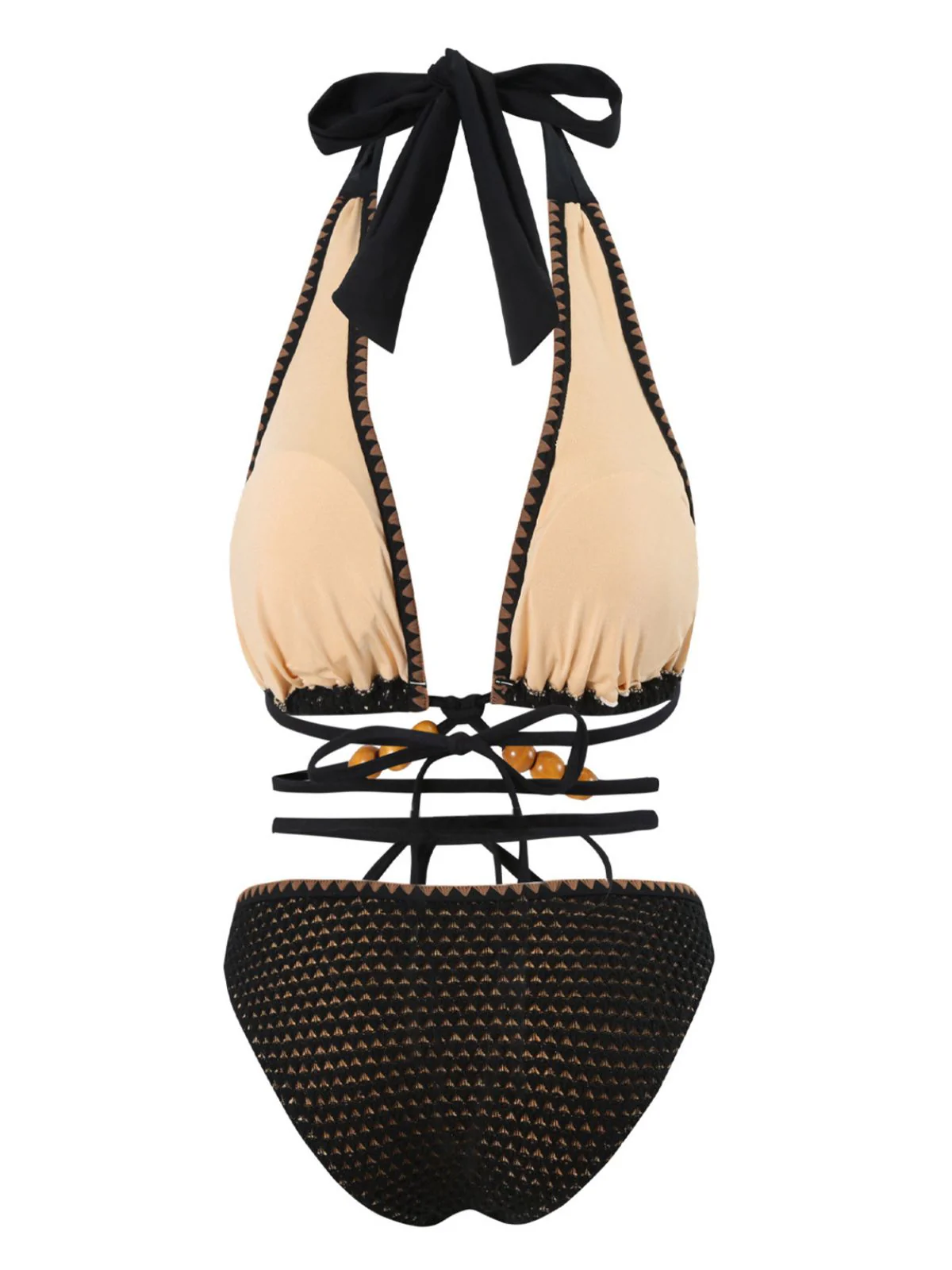 Black 1960s Knitted Beaded Bikini Set - Image 2
