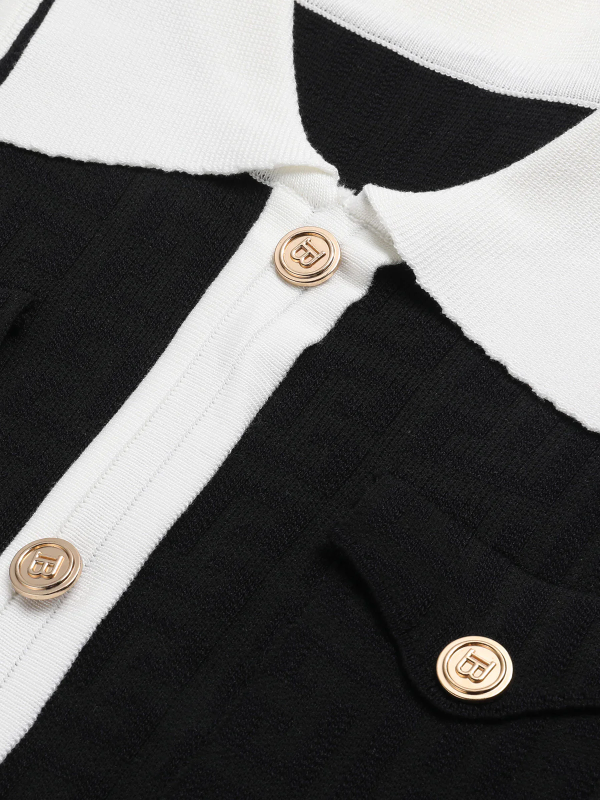 Black 1960s Knitted Lapel Patchwork Dress - Image 4