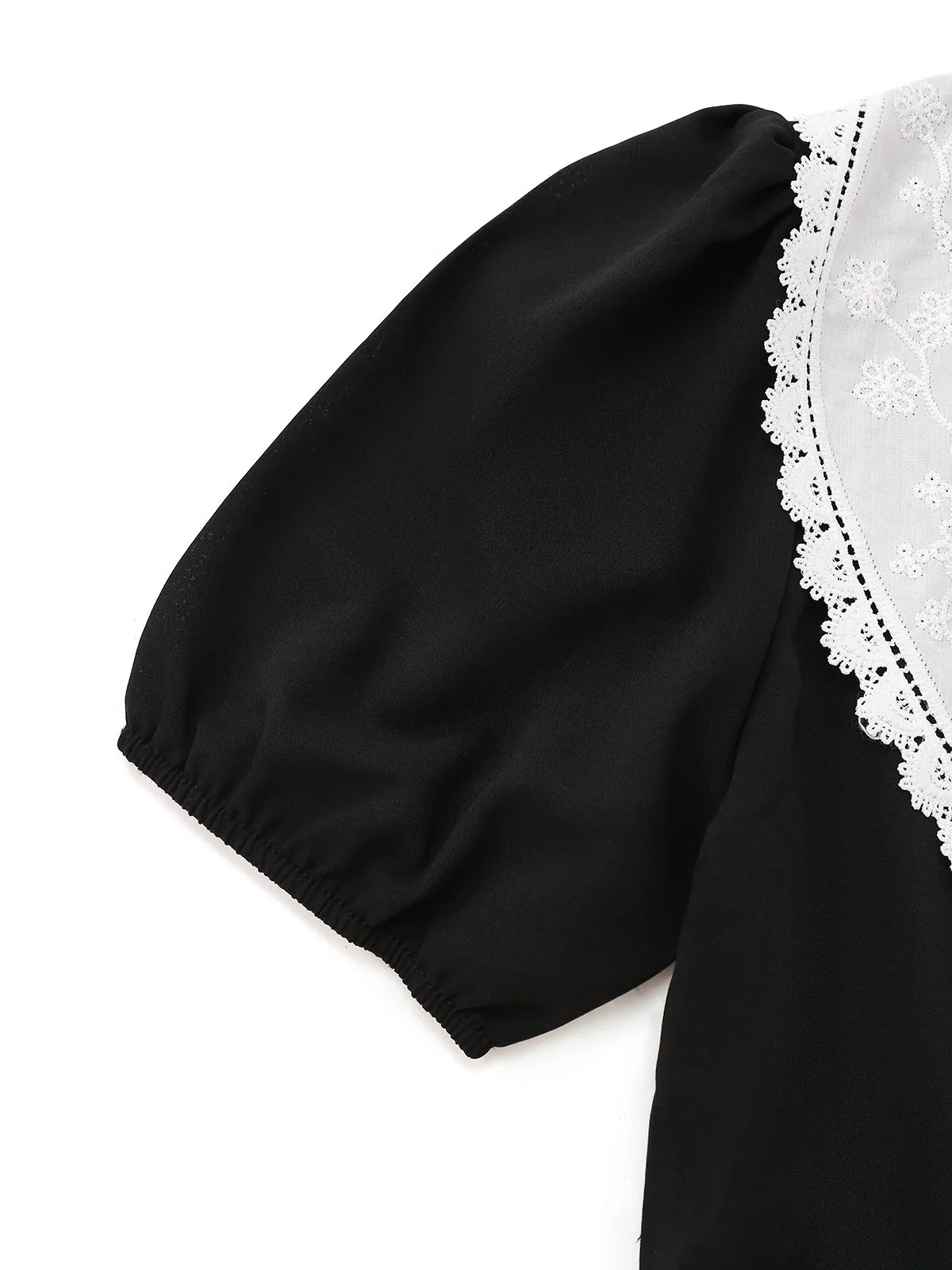 Black 1960s Lace Collar Puff Sleeve Dress - Image 3