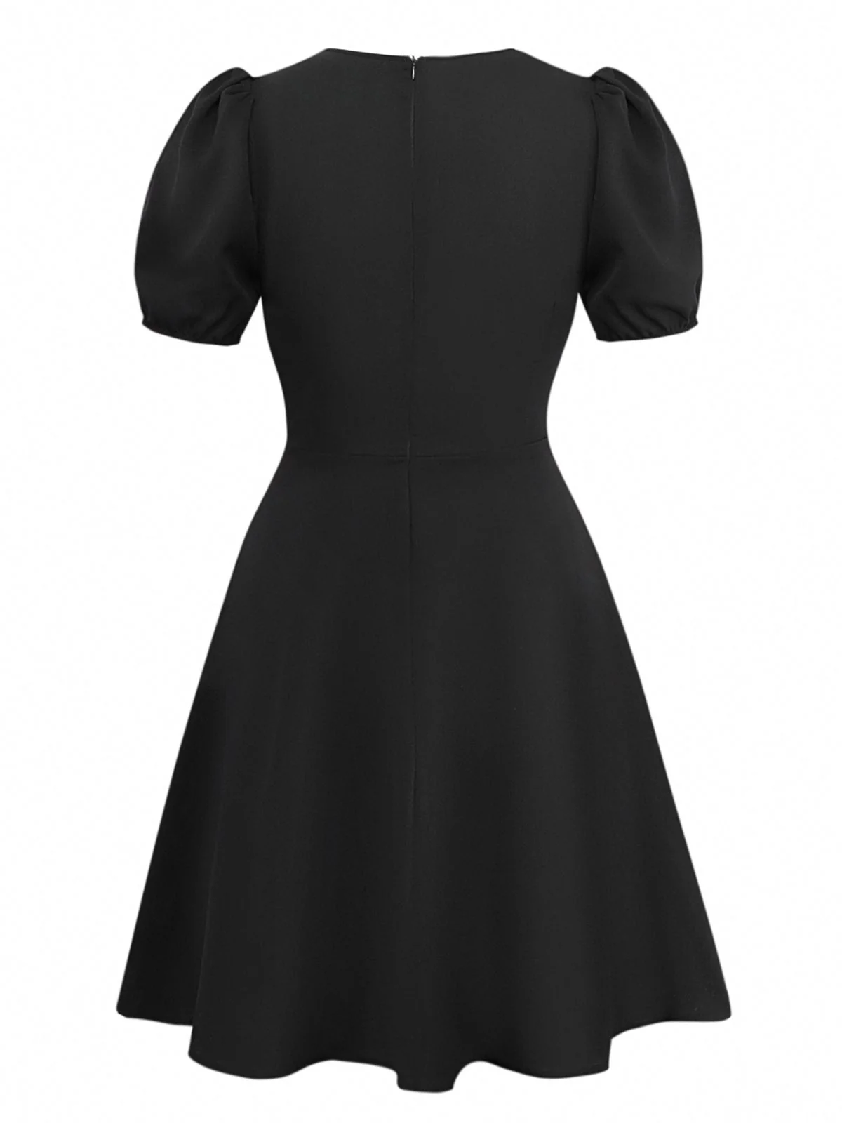 Black 1960s Lace Collar Puff Sleeve Dress - Image 4