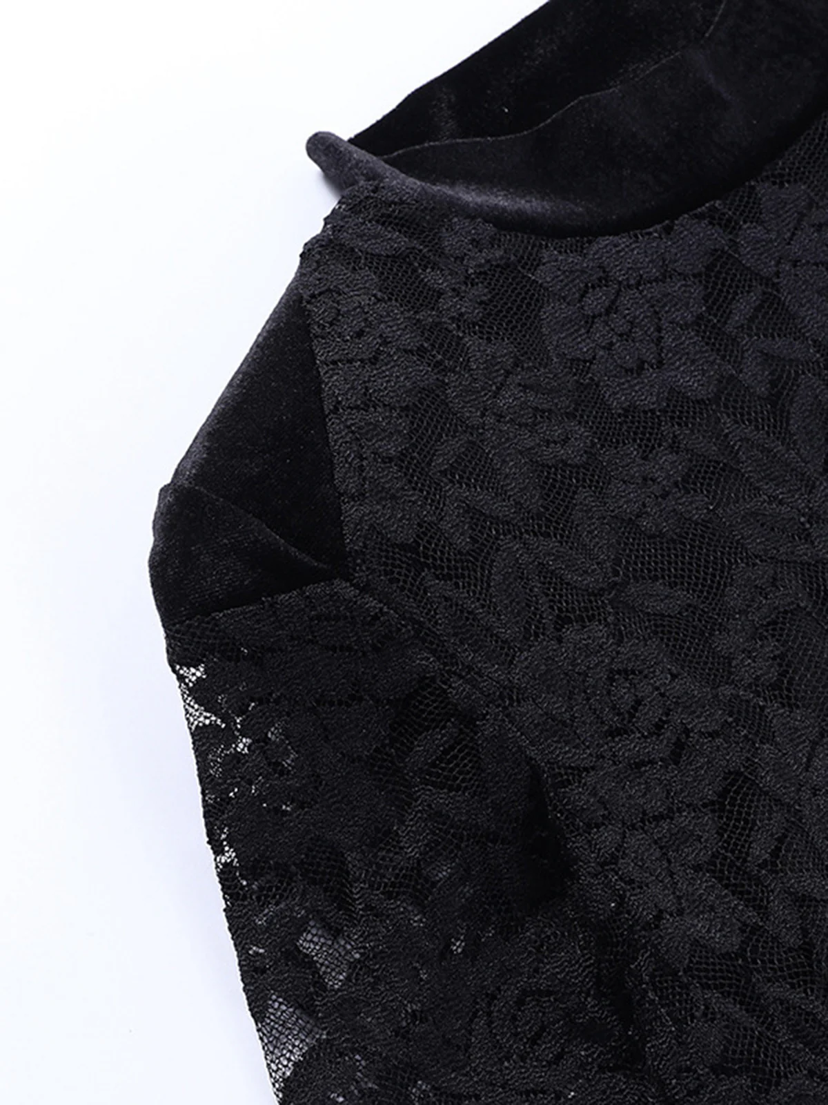 Black 1960s Lace Feather Hem Velvet Bodycon Dress - Image 5