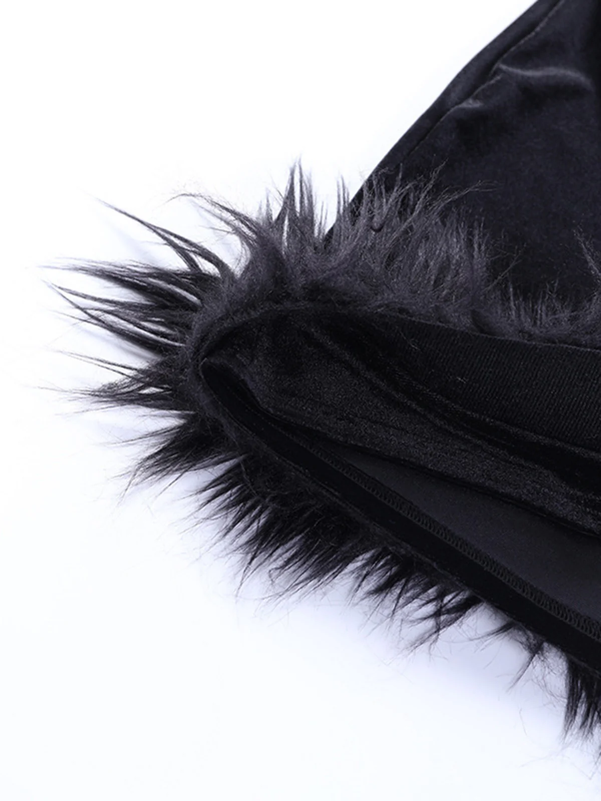 Black 1960s Lace Feather Hem Velvet Bodycon Dress - Image 6